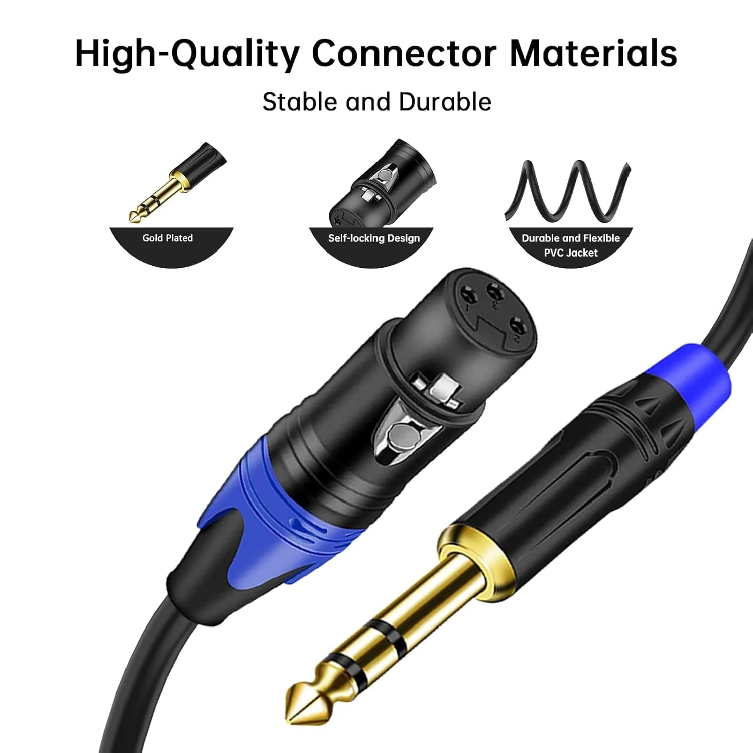 XLR to 1/4 TRS Stereo Adapter, XLR Female to 1/4 Inch (6.35mm) Balanced Microphone Stereo Audio Converter Adapter Cable (2Pack / 25 FT) - Image 3