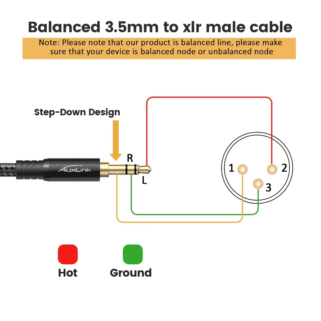 XLR to 3.5mm Cable 15ft 2Pack, Balanced 1/8inch TRS to XLR Cable Gold-Plated 3-Pins Nylon Braided for Cell Phone, Laptop, Speaker, Mixer xlr male to 3.5 - Image 3