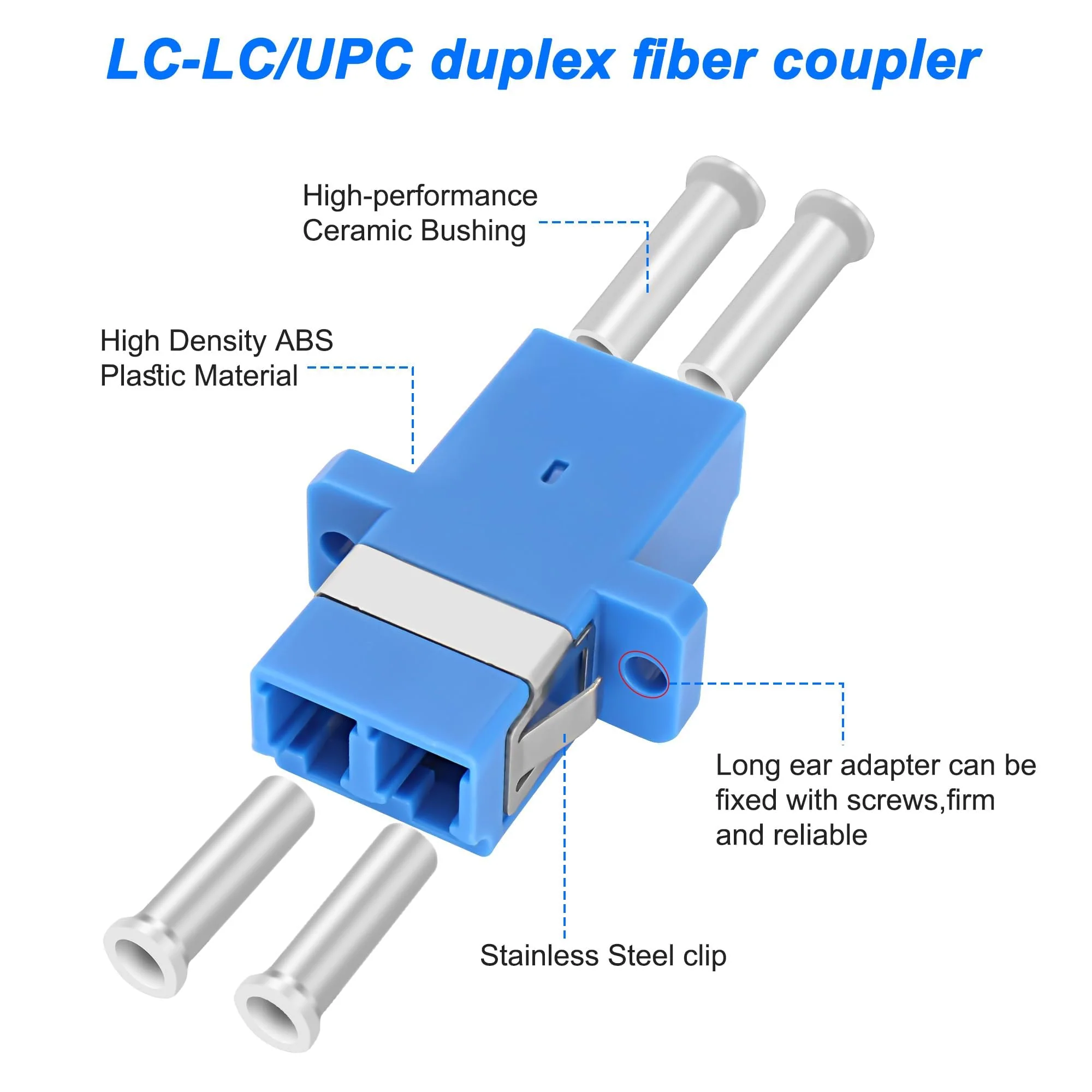 XMSJSIY LC-LC Fibre Optic Connector Coupler LC Female to LC Female Adapter Duplex LC/UPC Coupler Fibre Optic Connector Extend for Network Internet - 10 Pieces - Image 3