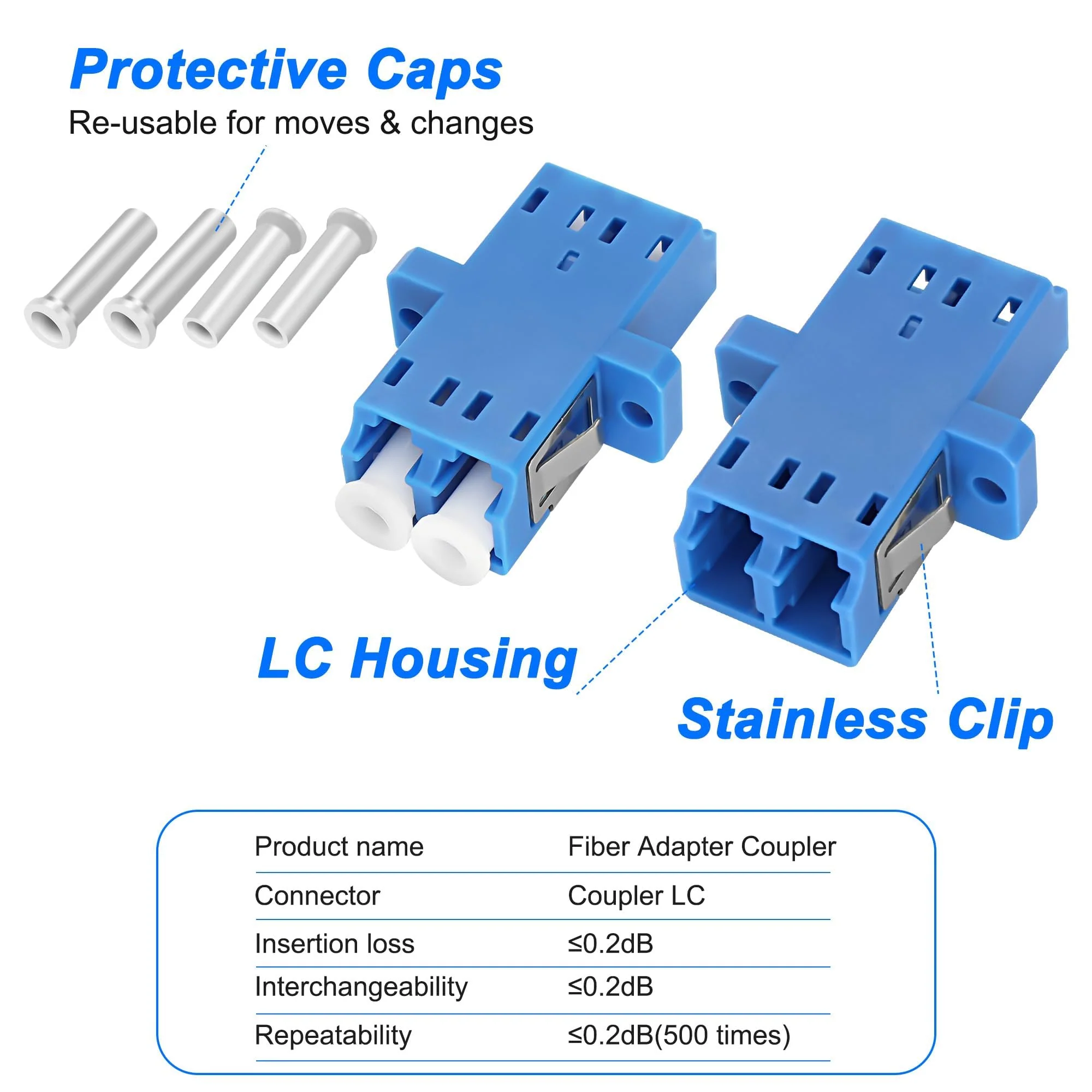 XMSJSIY LC-LC Fibre Optic Connector Coupler LC Female to LC Female Adapter Duplex LC/UPC Coupler Fibre Optic Connector Extend for Network Internet - 10 Pieces - Image 5