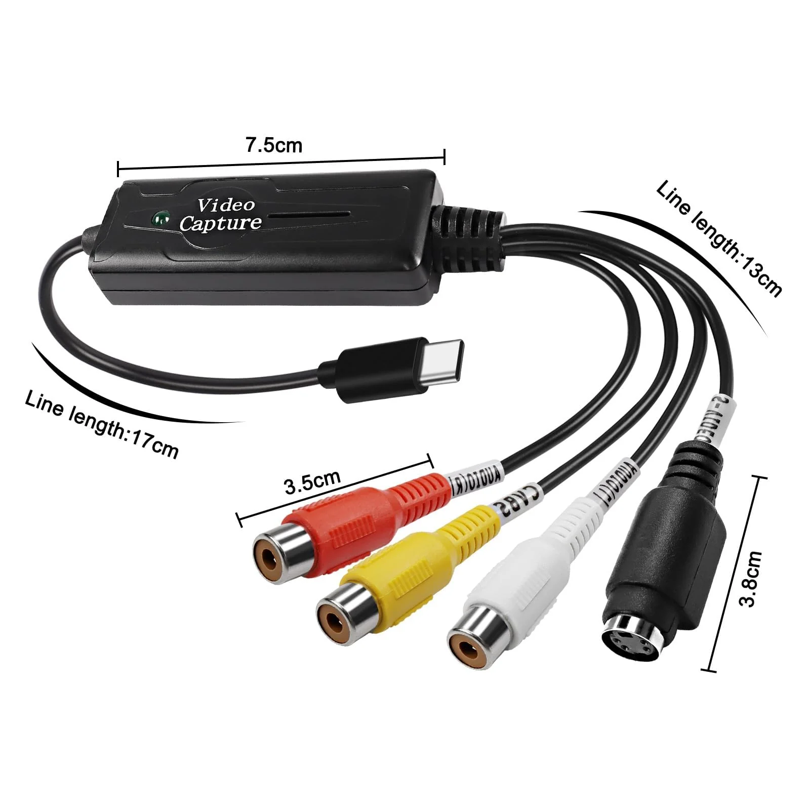 XMSJSIY RCA AV to USB C Converter Video Capture Card Adapter 1 Channel AV NTSC PAL Video S Video/Composite to USB Converter Video Audio RCA for Mobile Phone/PC - Image 3