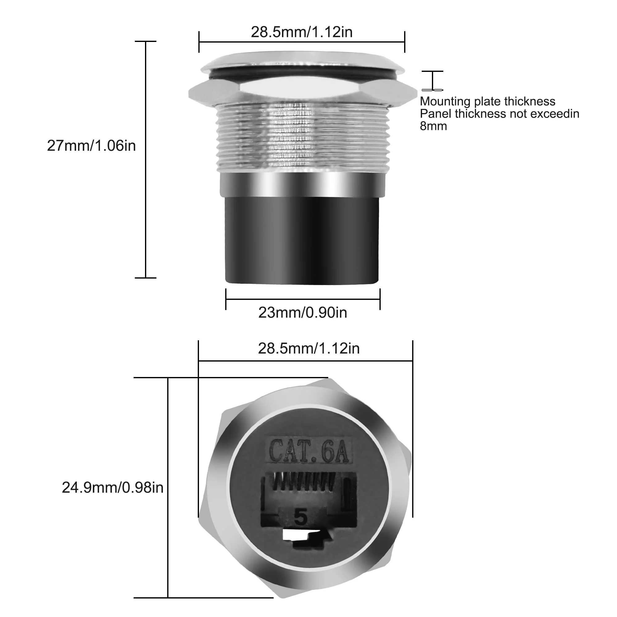 XMSJSIY RJ45 CAT6A Panel Mount Adapter Thread Fixed Mount Coupler Ethernet Female to Female Pass-Through Connector Cat6A/CAT6/CAT5E 8P8C Network Socket LAN - Image 2