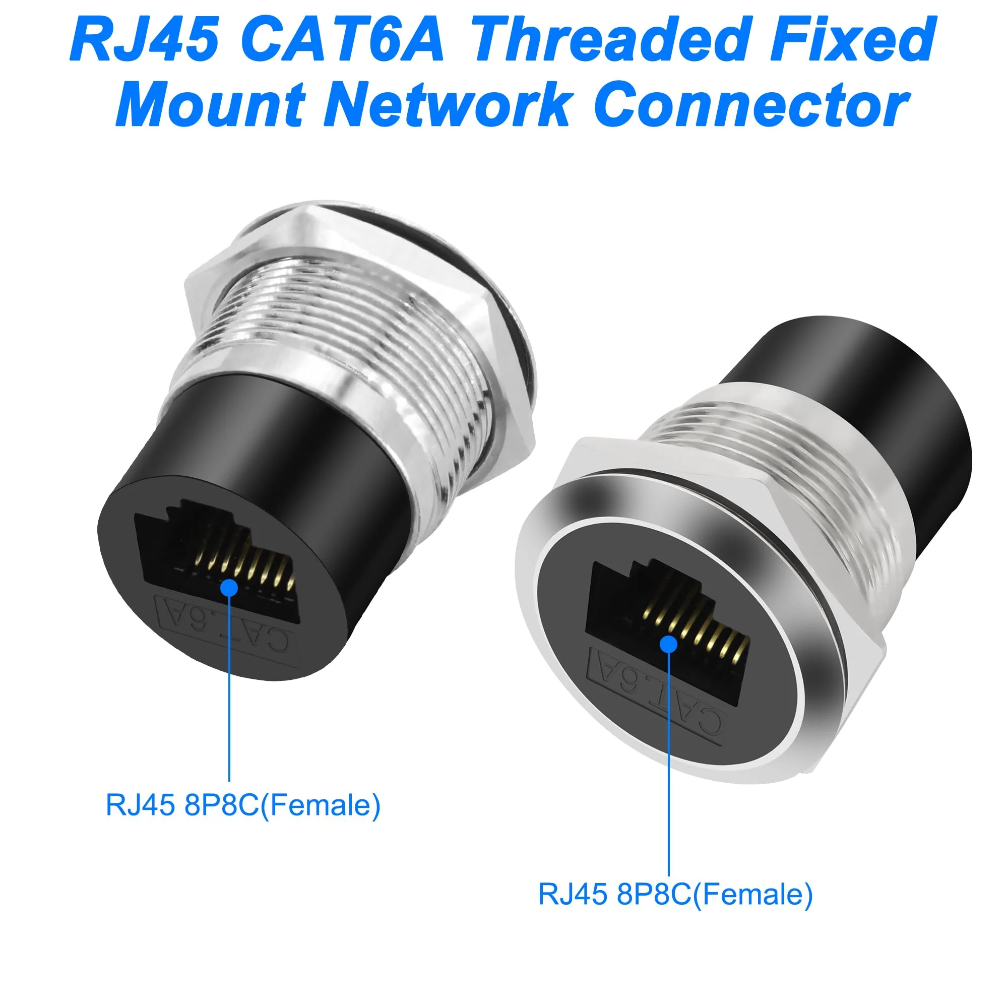 XMSJSIY RJ45 CAT6A Panel Mount Adapter Thread Fixed Mount Coupler Ethernet Female to Female Pass-Through Connector Cat6A/CAT6/CAT5E 8P8C Network Socket LAN - Image 3