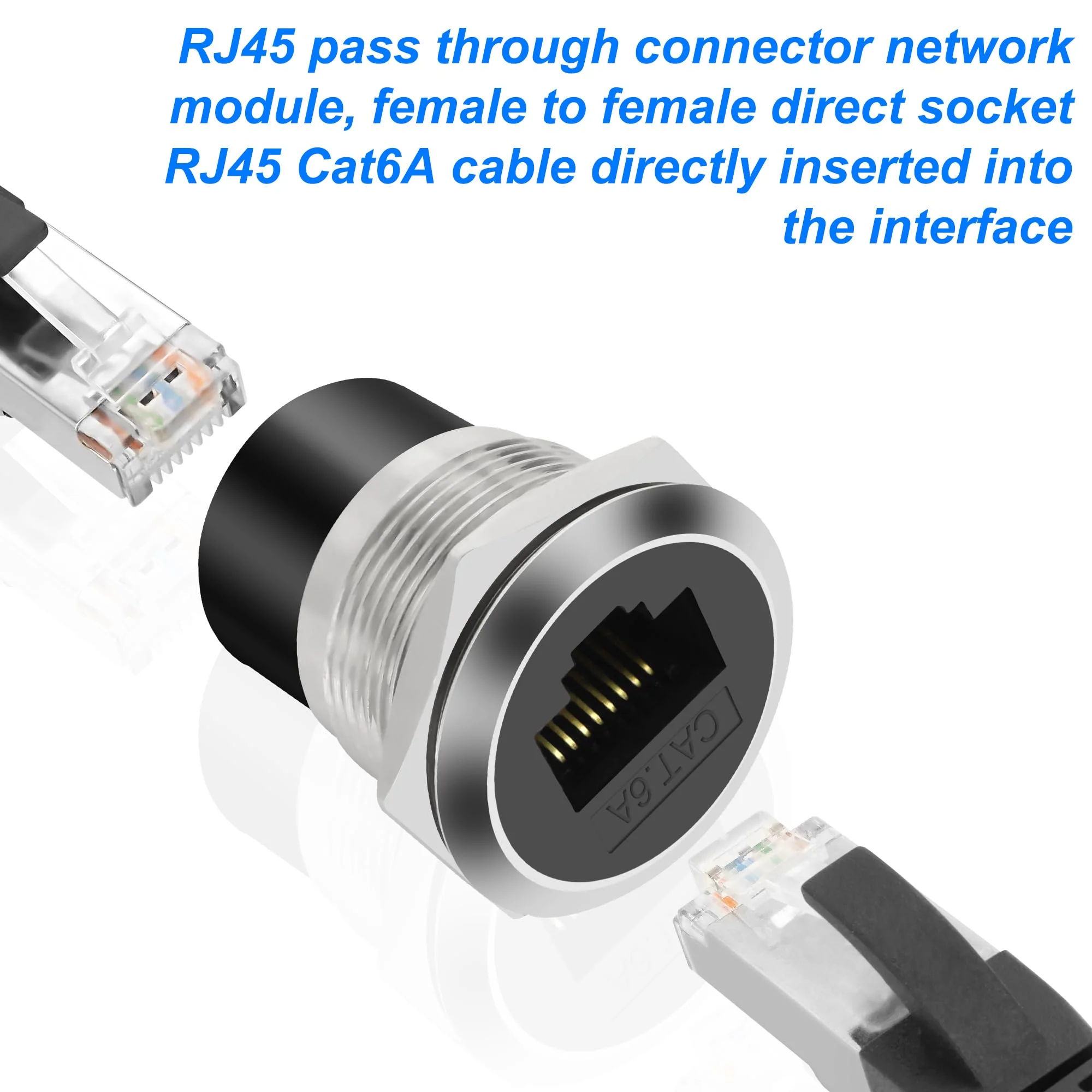 XMSJSIY RJ45 CAT6A Panel Mount Adapter Thread Fixed Mount Coupler Ethernet Female to Female Pass-Through Connector Cat6A/CAT6/CAT5E 8P8C Network Socket LAN - Image 4