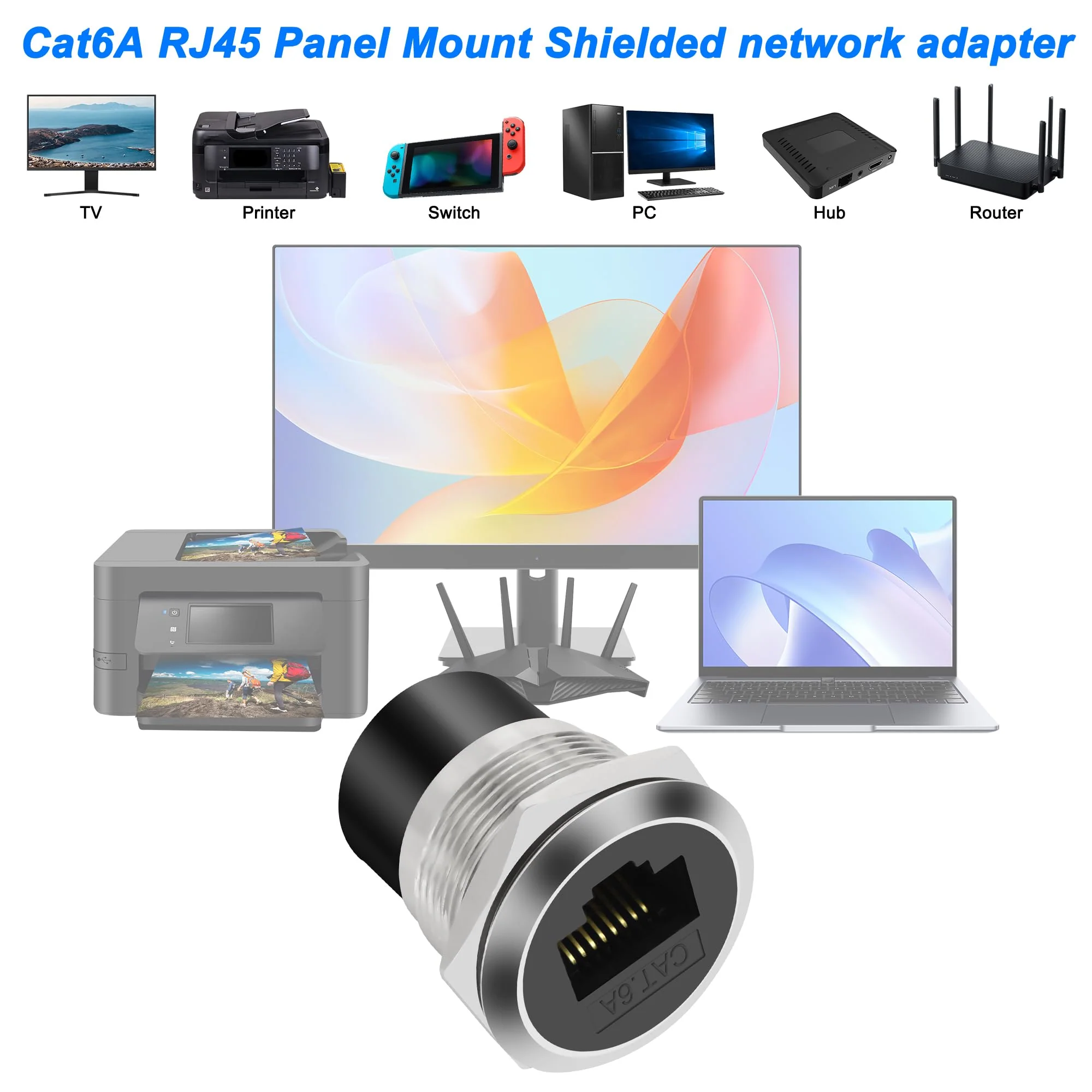 XMSJSIY RJ45 CAT6A Panel Mount Adapter Thread Fixed Mount Coupler Ethernet Female to Female Pass-Through Connector Cat6A/CAT6/CAT5E 8P8C Network Socket LAN - Image 7