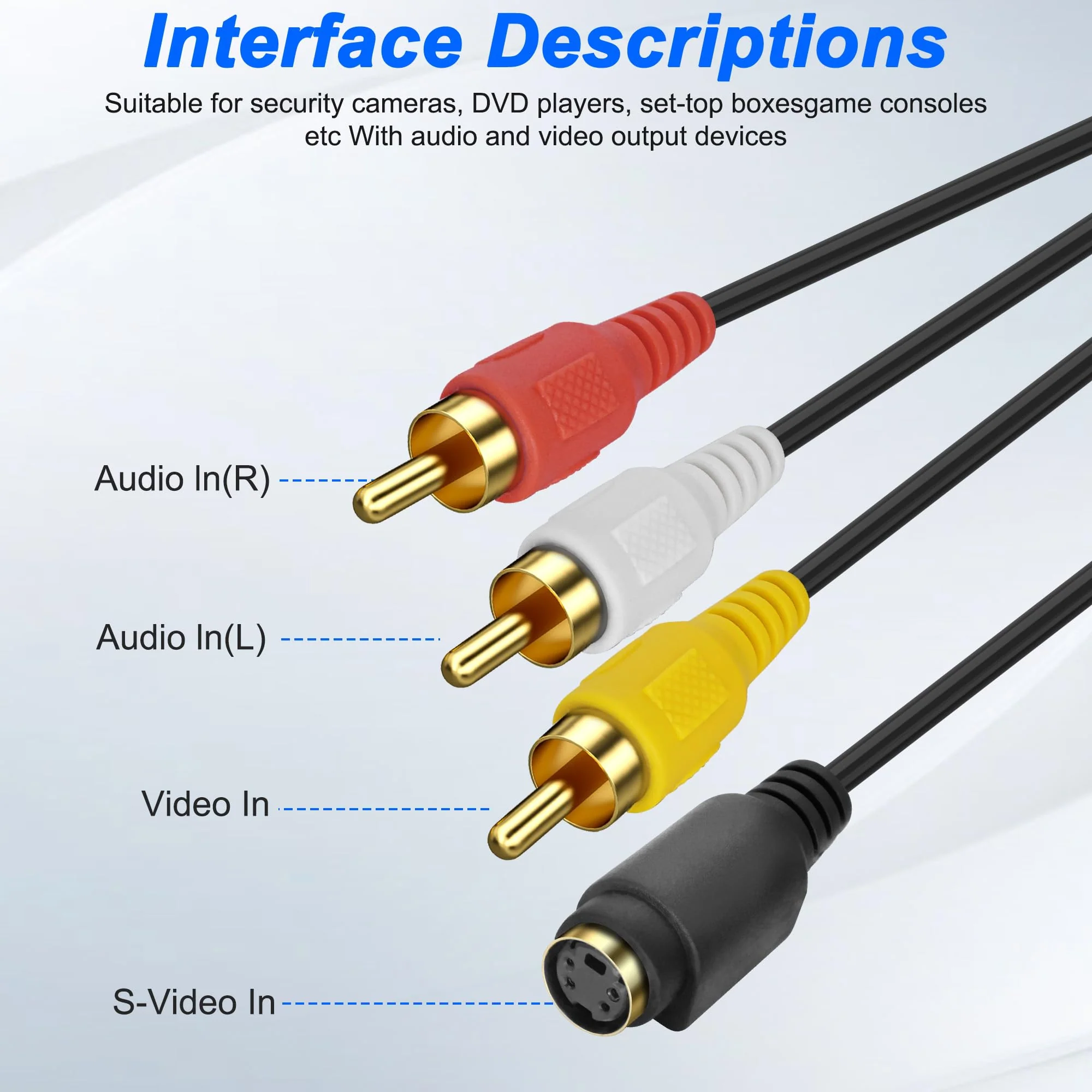 XMSJSIY USB 2.0 Audio Video Capture Card S Video RCA to USB Digital Grabber Recorder CVBS VHS VCR to Digital Converter for DVD Player,Laptop,PC,Tape Recording -1.2M/3.9FT (S-Video+3 RCA Male to USB) S-video+3 RCA Male to USB - Image 3