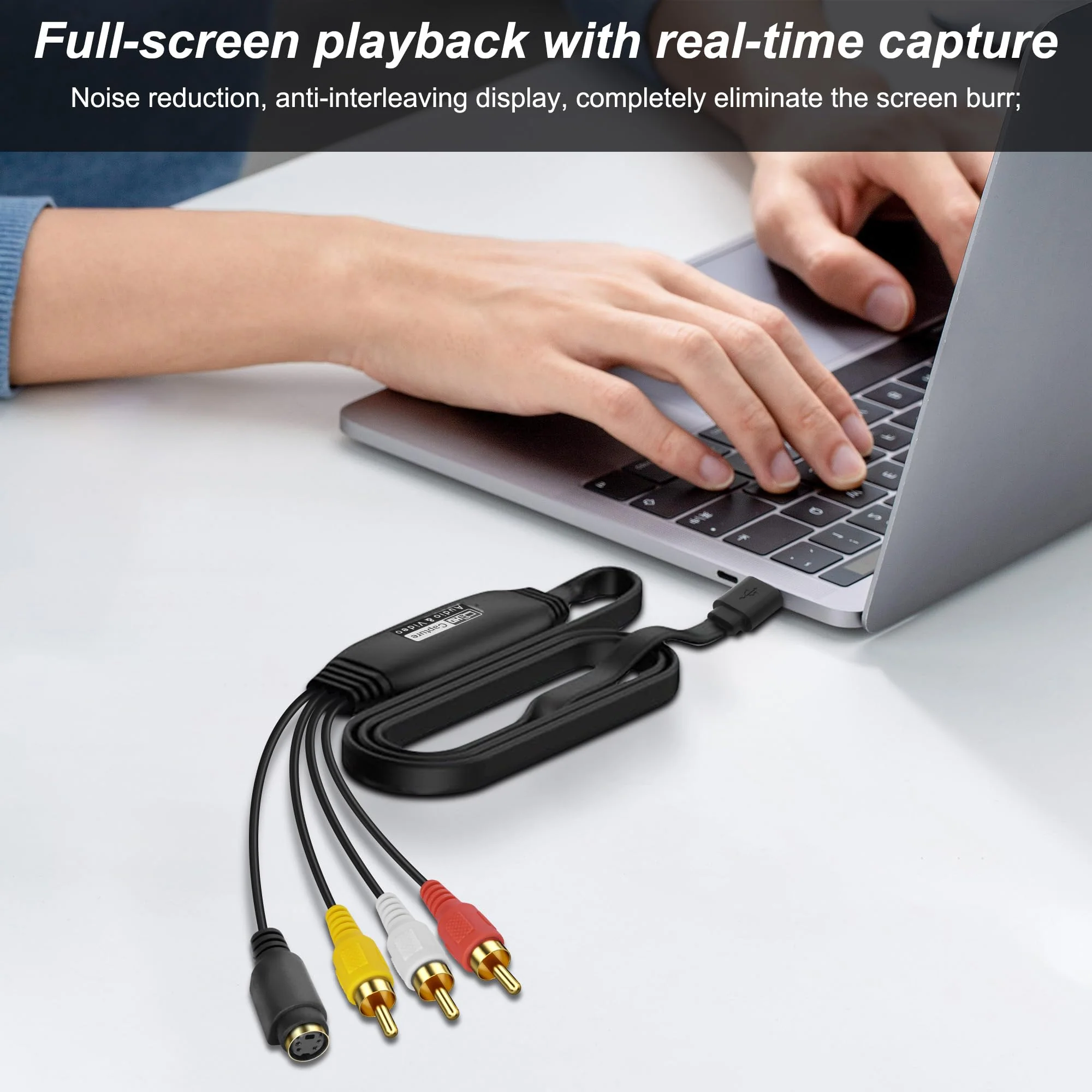 XMSJSIY USB 2.0 Audio Video Capture Card S Video RCA to USB Digital Grabber Recorder CVBS VHS VCR to Digital Converter for DVD Player,Laptop,PC,Tape Recording -1.2M/3.9FT (S-Video+3 RCA Male to USB) S-video+3 RCA Male to USB - Image 6