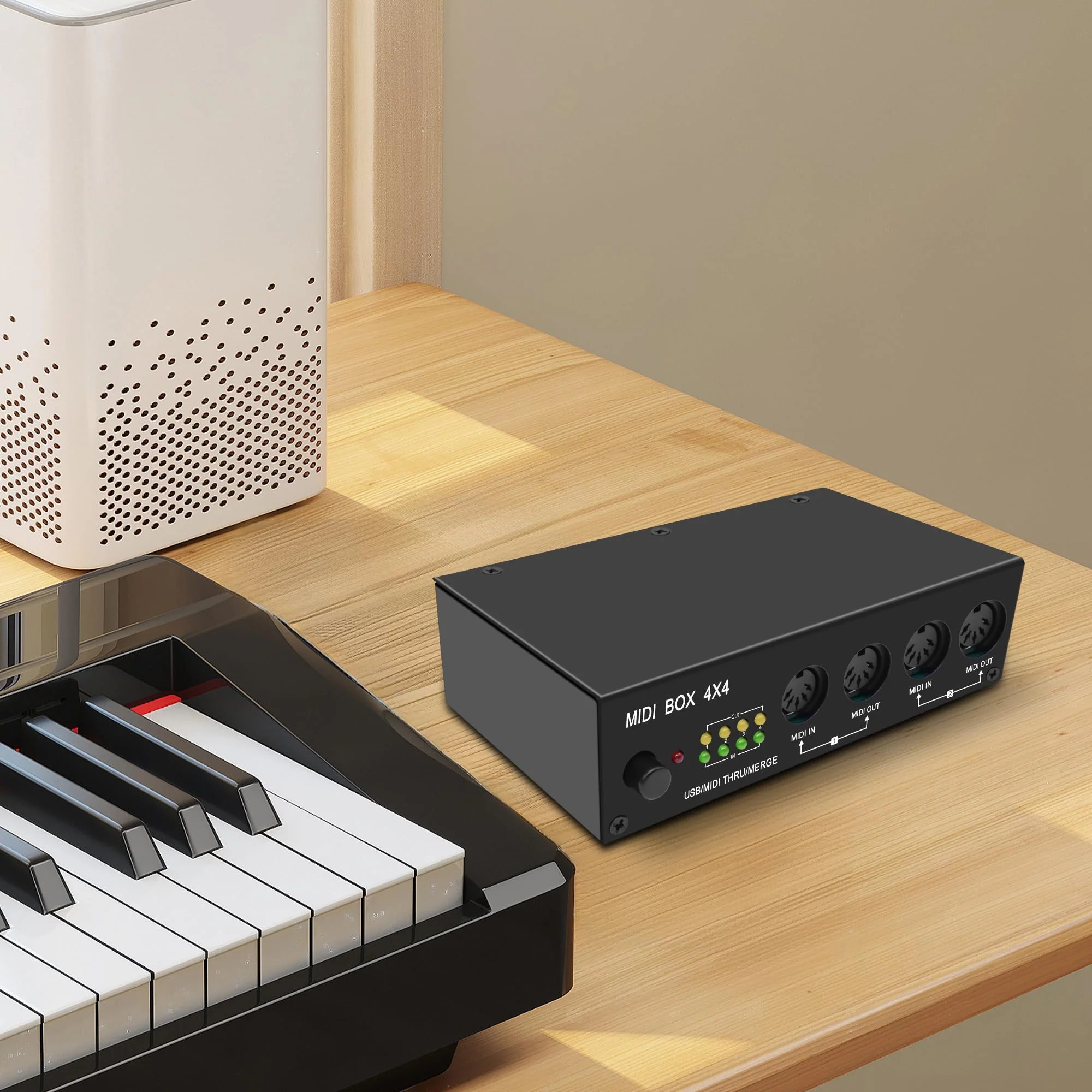 XMSJSIY USB MIDI Interface Box 4 In 4 Out 64 Channel MIDI Thru Box 4 * 4 Converter with Router Merge Splitter Thru Hub with LED Indicators for PC Mac and USB MIDI instruments - 1PCS - Image 6