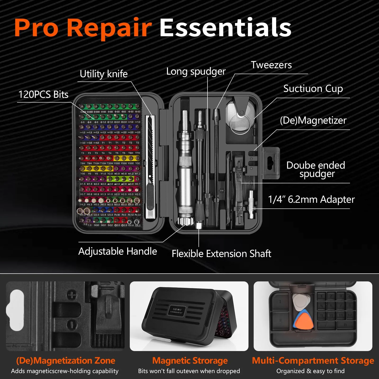 XOOL 132 in 1 Precision Screwdriver Set with Magnetic Driver Kit Professional Electronics Repair Tool Kit for Computer, PC, Mac-Book, Laptop, Tablet, iPhone, Xbox, Game Console - Image 2