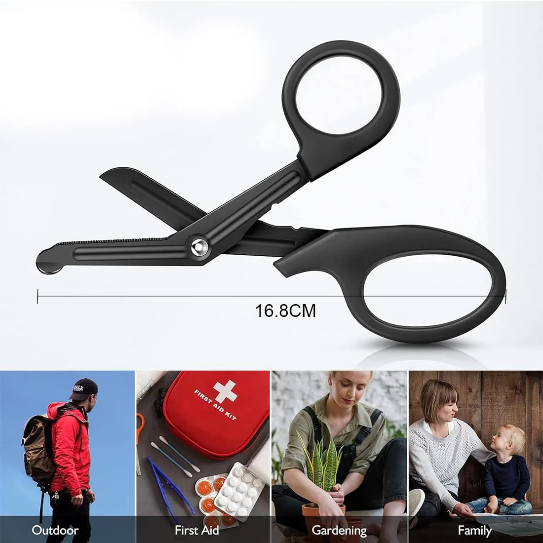 XOUDKE Medical Bandage Scissors, Medical Scissors, EMT and Trauma Scissors, Stainless Steel Bandage Scissors, 15 cm, Bent Stealth Black for Nurses, Medical Students, Emergency Room - Image 4