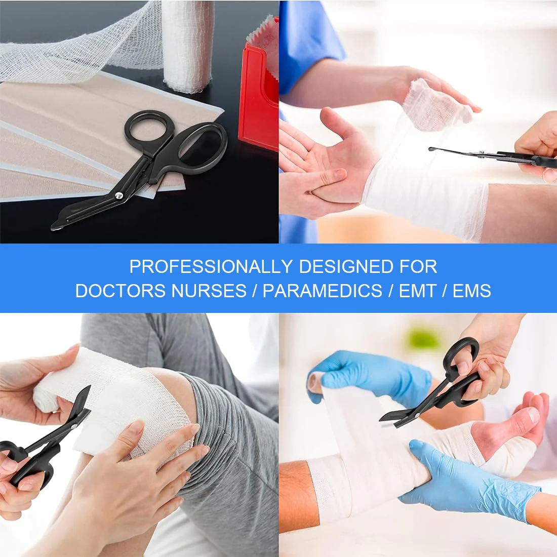 XOUDKE Medical Bandage Scissors, Medical Scissors, EMT and Trauma Scissors, Stainless Steel Bandage Scissors, 15 cm, Bent Stealth Black for Nurses, Medical Students, Emergency Room - Image 5