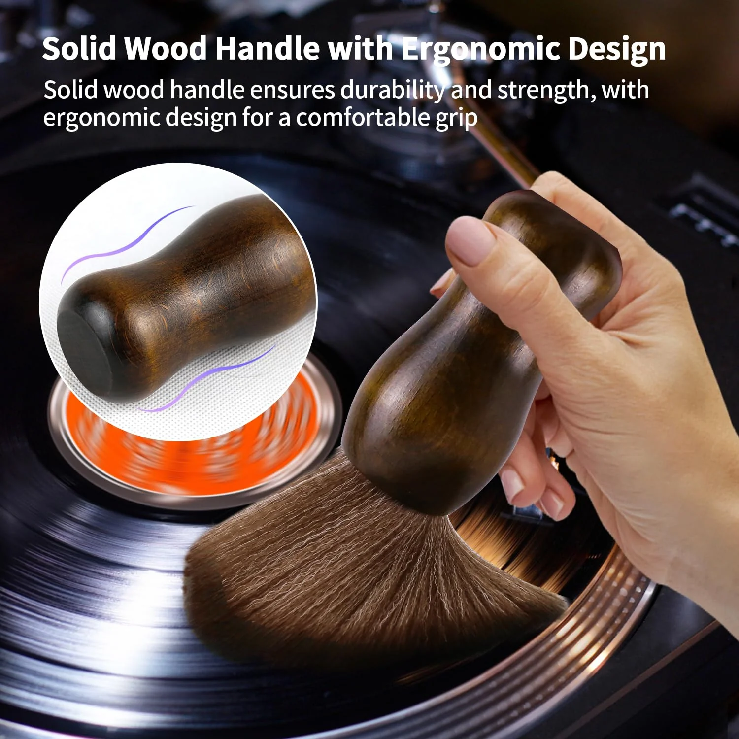 XQ XIAO QIAO Cleaning Brush Turntable Vinyl Records Cleaner, Anti-Static Dust Cleaning Record Brush for Vinyl Albums LP CD Cartridge/Keyboard/Camera Lens/Computer/Character Models/Guitar - Image 2