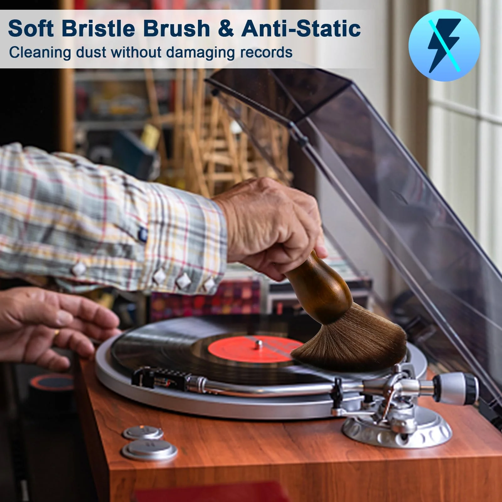XQ XIAO QIAO Cleaning Brush Turntable Vinyl Records Cleaner, Anti-Static Dust Cleaning Record Brush for Vinyl Albums LP CD Cartridge/Keyboard/Camera Lens/Computer/Character Models/Guitar - Image 3