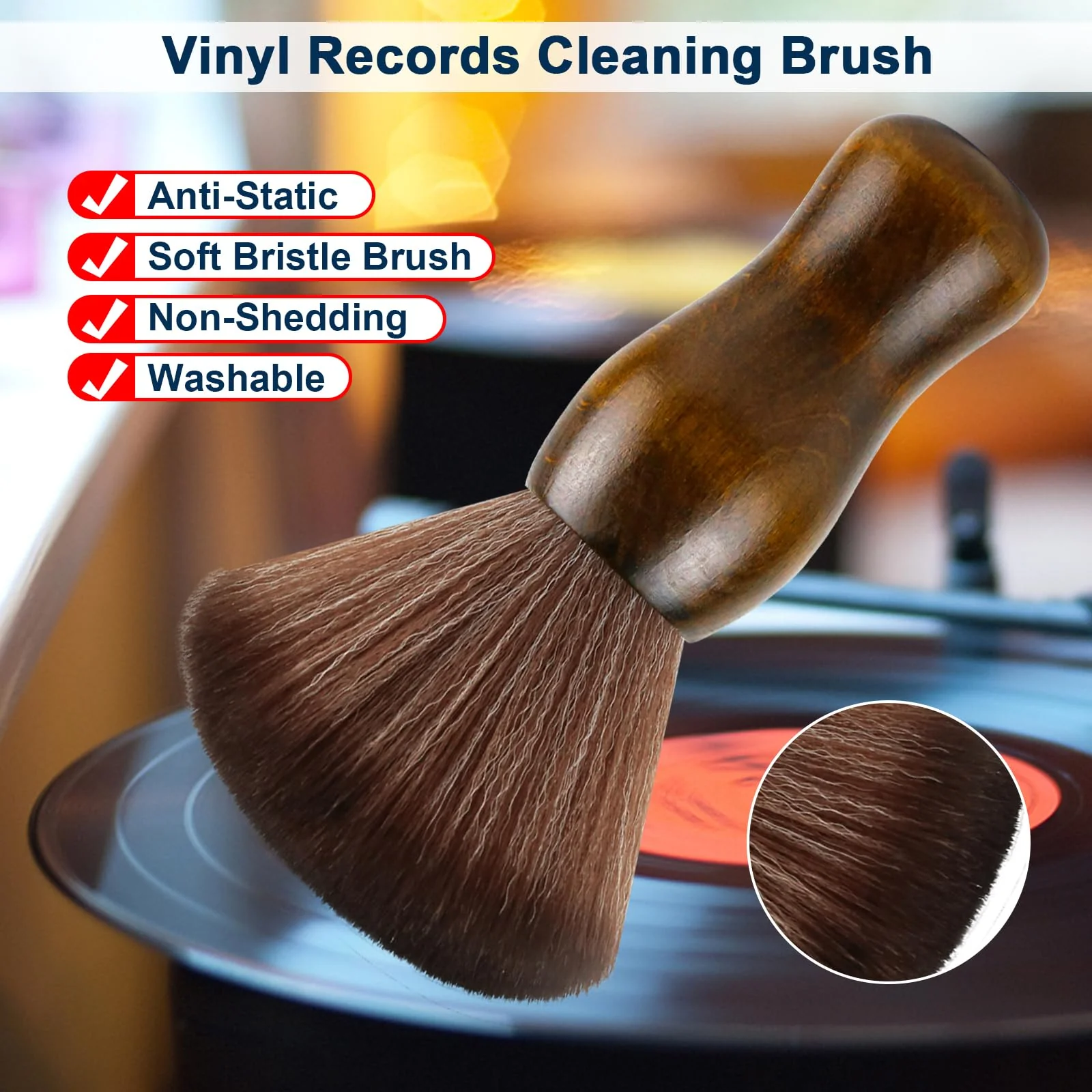 XQ XIAO QIAO Cleaning Brush Turntable Vinyl Records Cleaner, Anti-Static Dust Cleaning Record Brush for Vinyl Albums LP CD Cartridge/Keyboard/Camera Lens/Computer/Character Models/Guitar - Image 5