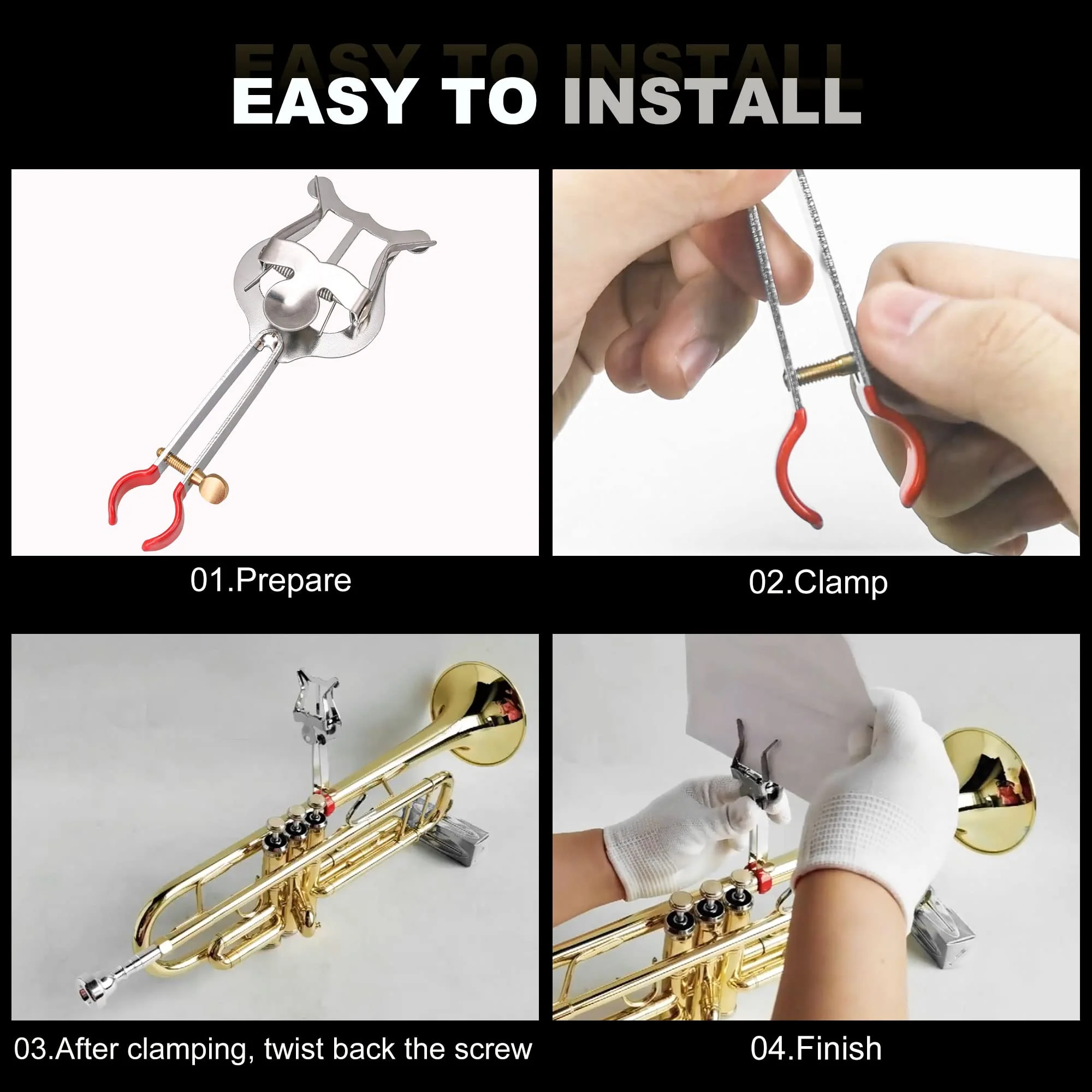 Xstyle Small Marching Lyre Clamp-On, Silver Metal Plating Marching Music Clip, Lyre for Saxophone - Image 3
