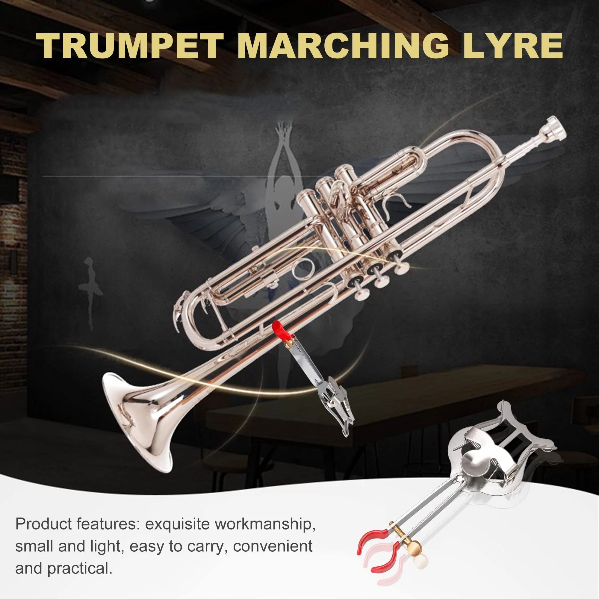 Xstyle Small Marching Lyre Clamp-On, Silver Metal Plating Marching Music Clip, Lyre for Saxophone - Image 4