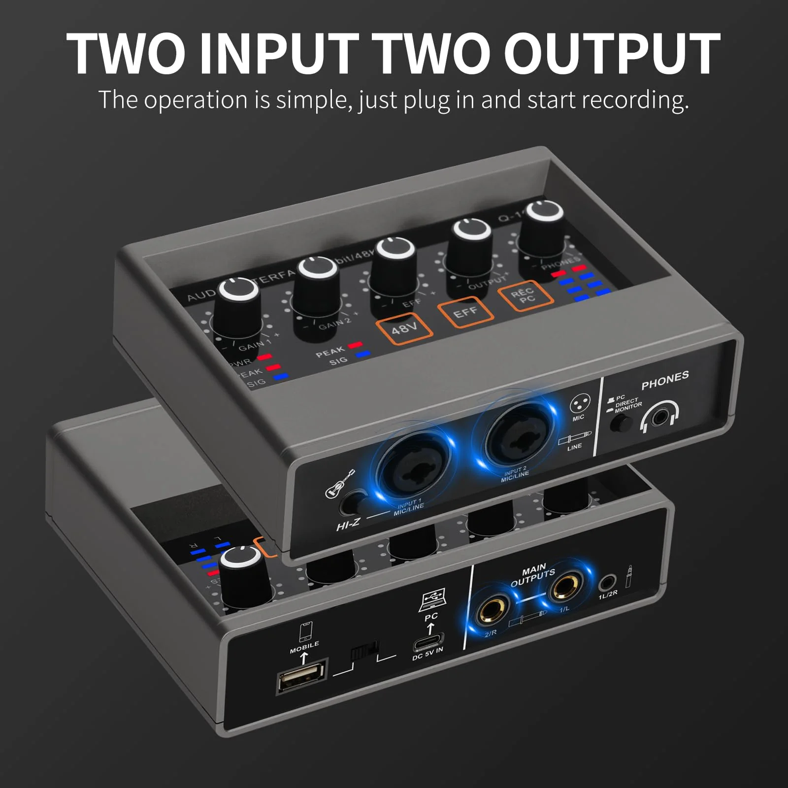 XTUGA USB Audio Interface for PC with Touch Model 16 bit/48 kHz, DSP Effect, 48V Phantom Power XLR Audio Interface for Recording Music, Live Streaming, Q-16 - Image 8