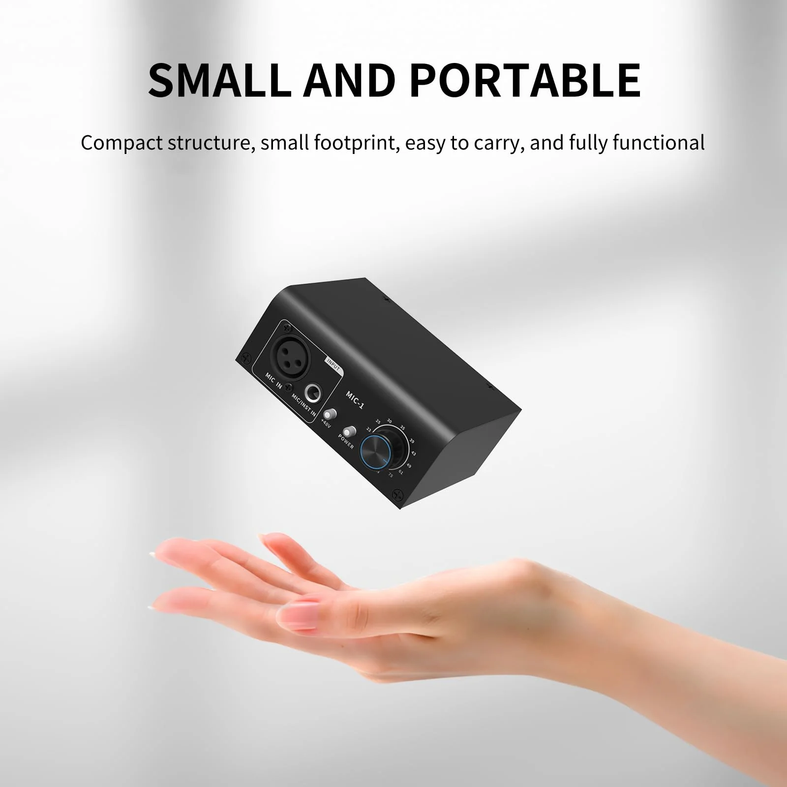 XTUGA XIC1 Microphone Preamp for Dynamic and Condenser Microphones Booster with 2 Input Max 75db Gain 48V Phantom Power XLR Output - Image 7