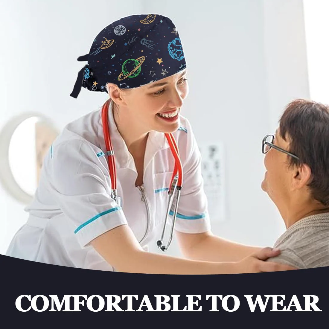 XURJUMI 1 x Surgical Cap Fabric, Surgical Caps, Fabric Nurse, Accessories for Doctors, Nurse Cap with Buttons on Both Sides, Adjustable Work Cap, Cotton Dust Cap - Image 2