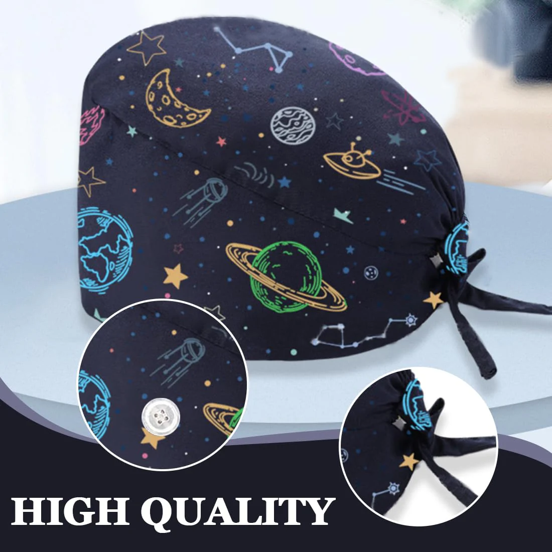 XURJUMI 1 x Surgical Cap Fabric, Surgical Caps, Fabric Nurse, Accessories for Doctors, Nurse Cap with Buttons on Both Sides, Adjustable Work Cap, Cotton Dust Cap - Image 3