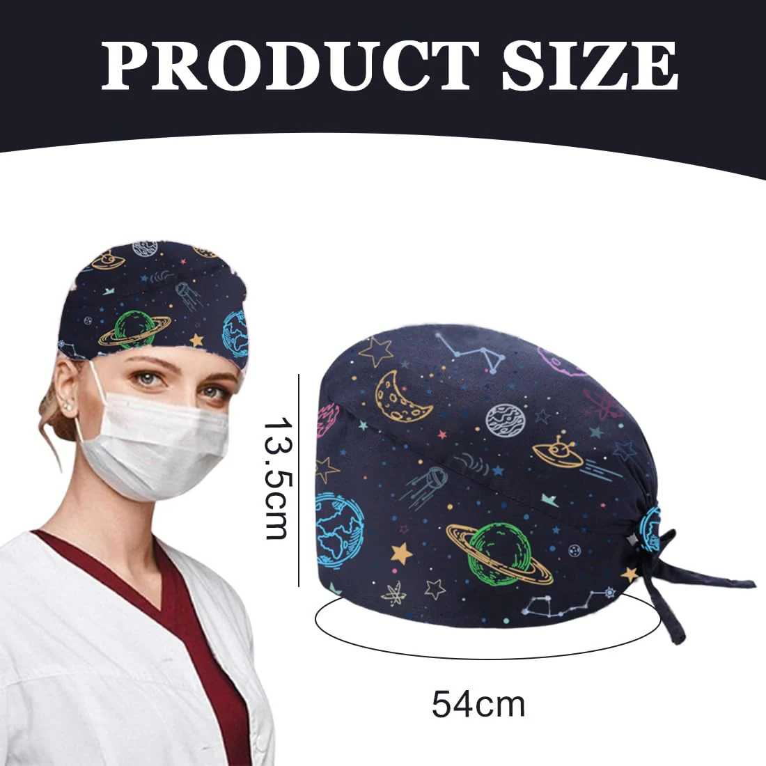 XURJUMI 1 x Surgical Cap Fabric, Surgical Caps, Fabric Nurse, Accessories for Doctors, Nurse Cap with Buttons on Both Sides, Adjustable Work Cap, Cotton Dust Cap - Image 5