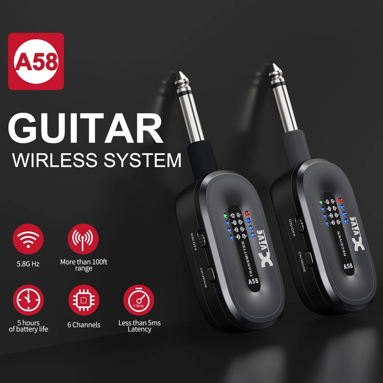 Xvive A58T Transmitter Only for A58/P58 Wireless Guitar System - Image 2