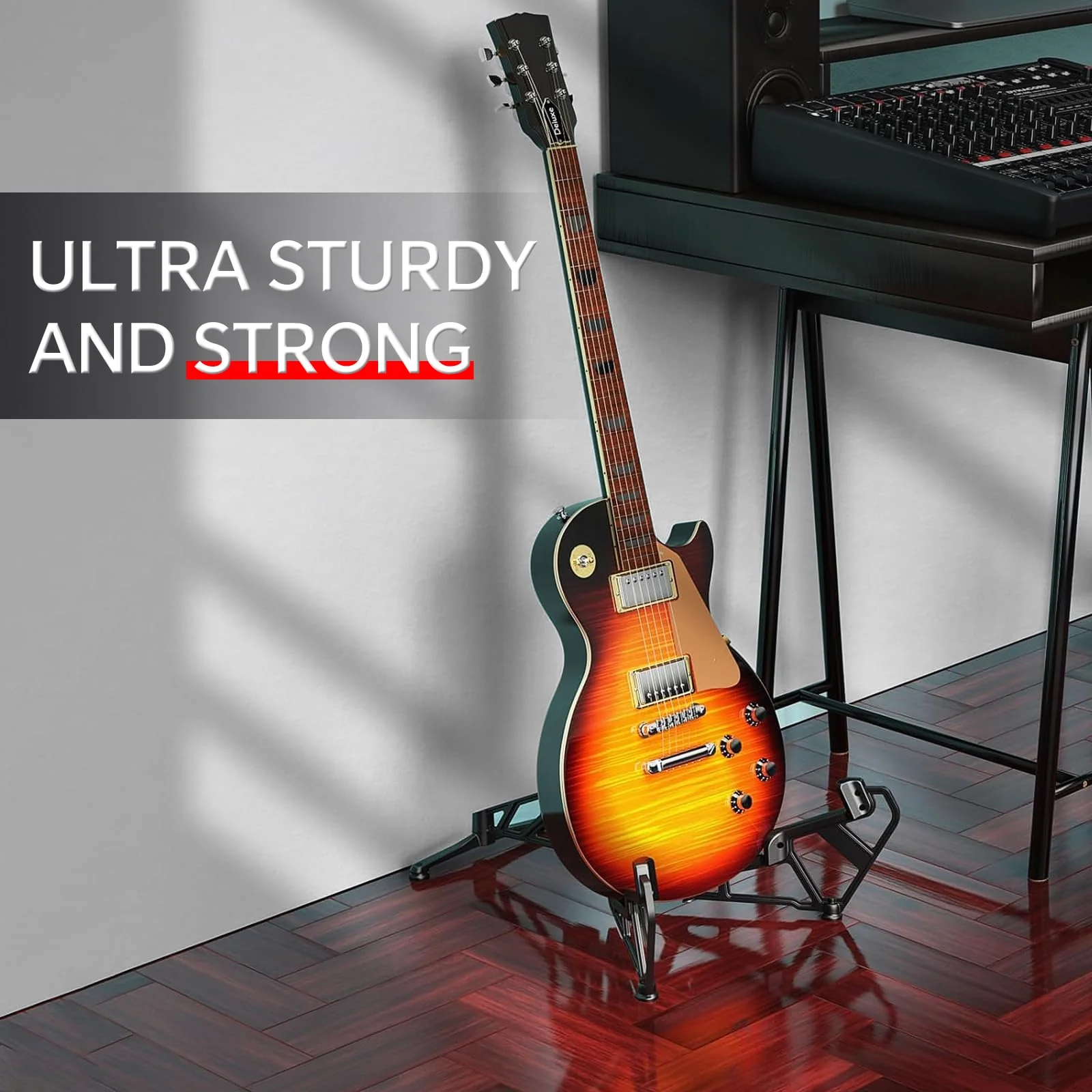Xvive Guitar Stand G1 Deluxe Guitar Stand Floor for Electric/Acoustic/Bass guitar, Designed in Germany with Ultra Sturdy, Portable, Foldable Structure - Image 4