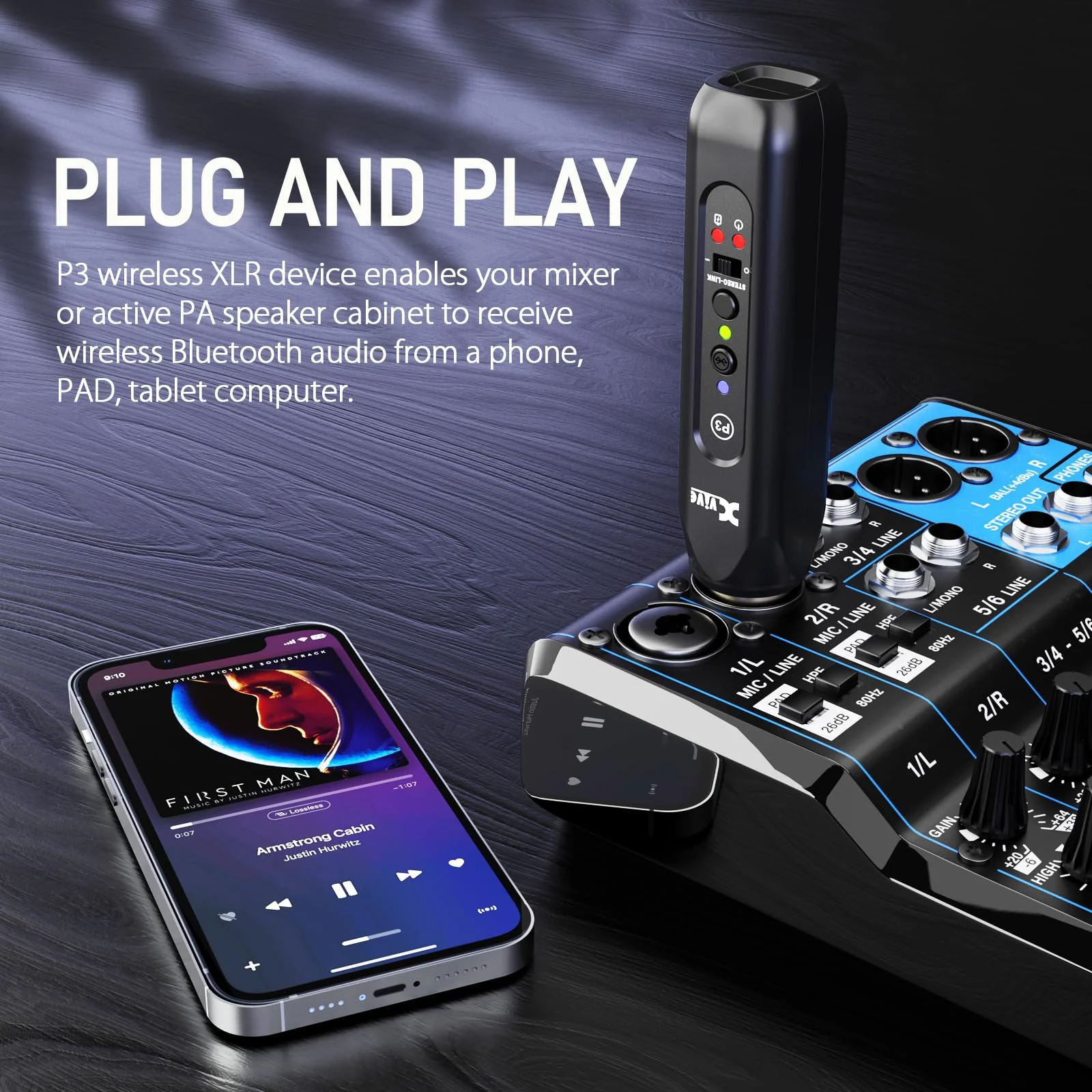 Xvive P3 Wireless XLR Bluetooth Receiver, Bluetooth Adapter for Speakers, Audio Mixer, PA Systems, DJ System(P3 XLR) P3 XLR BLUETOOTH - Image 5