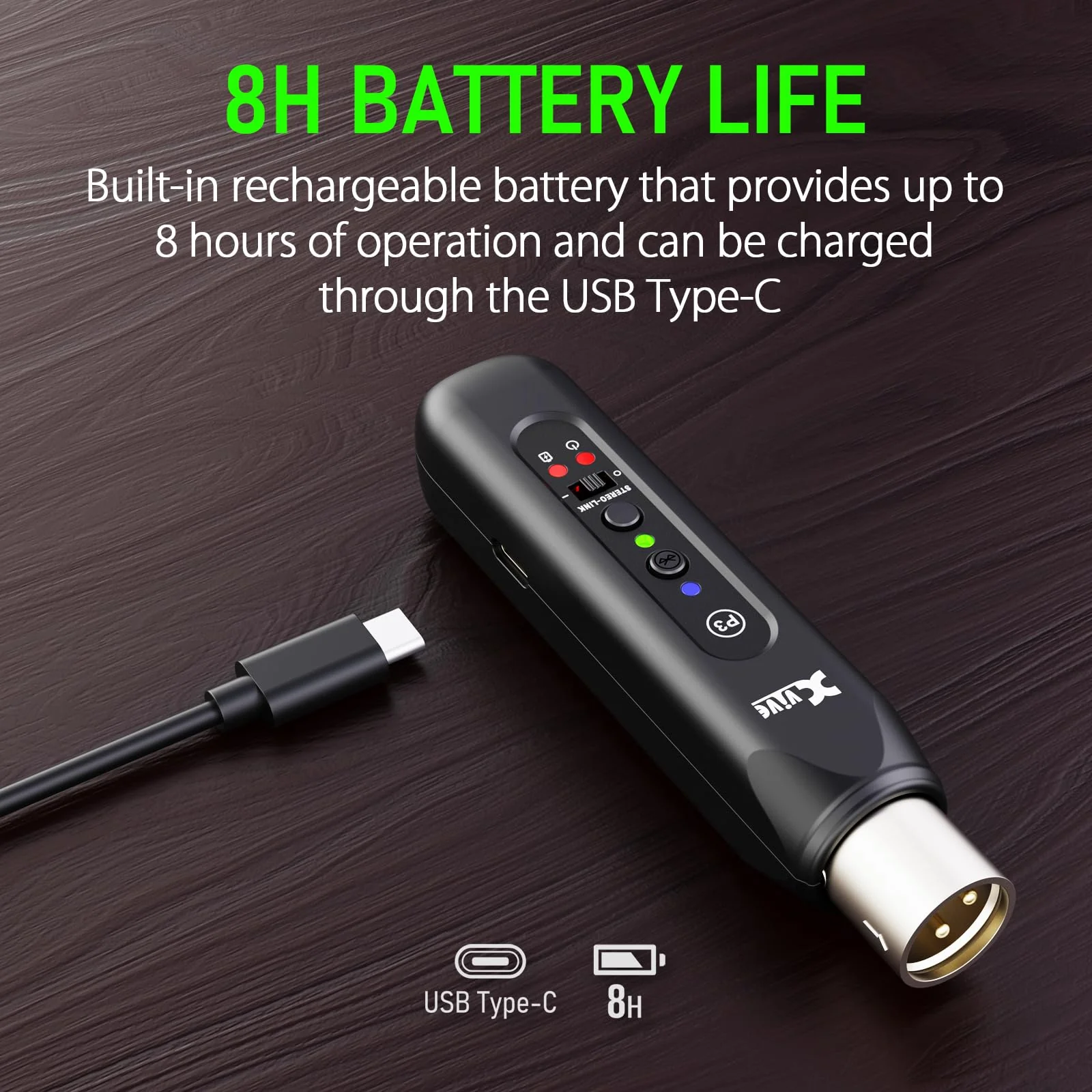 Xvive P3 Wireless XLR Bluetooth Receiver, Bluetooth Adapter for Speakers, Audio Mixer, PA Systems, DJ Systems,Rechargeable P3 BLUETOOTH - Image 3