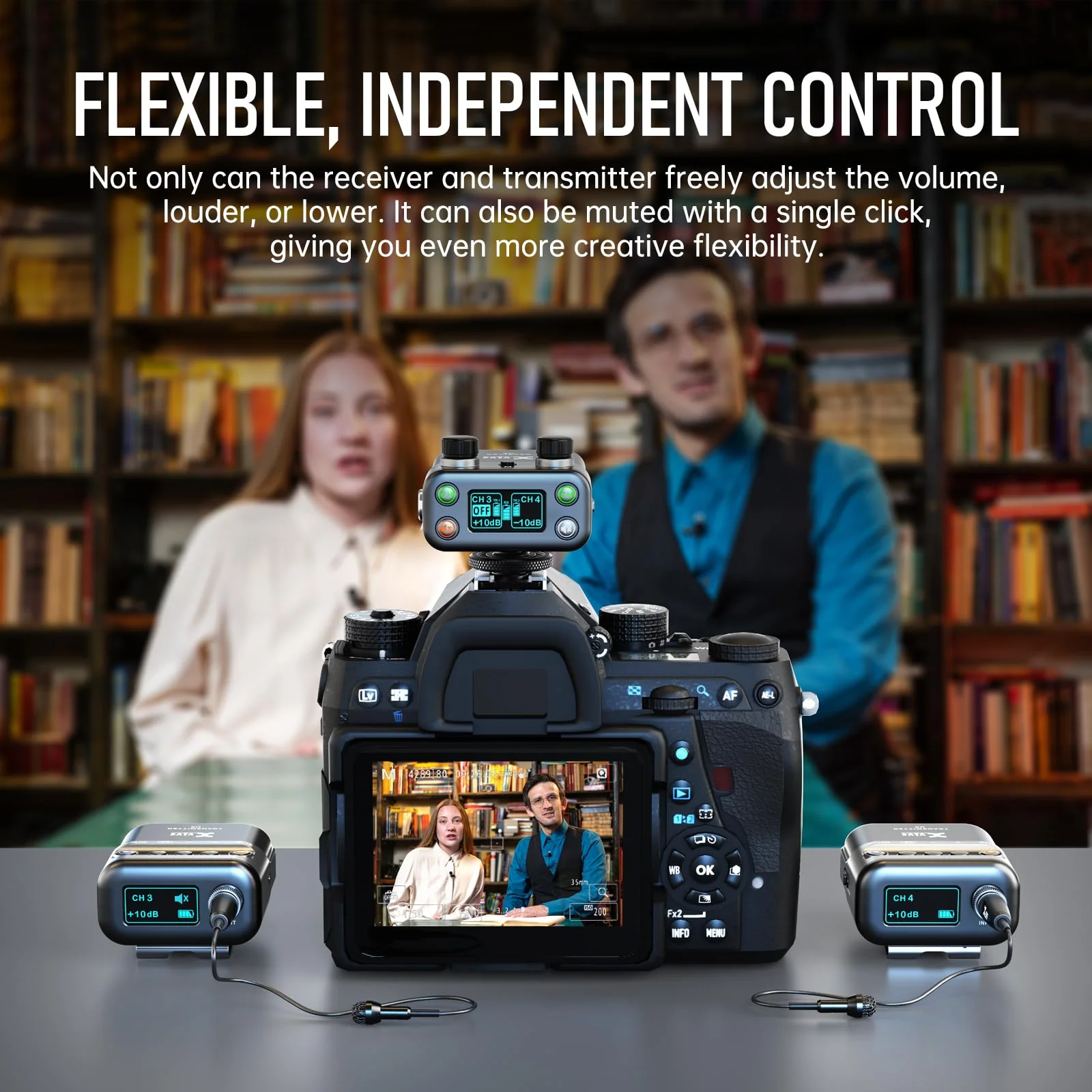 Xvive U5T2 Wireless Lavalier Microphone System with 2 Lavalier Mics 2 Transmitters 6ms Latency 2.4Ghz - Image 5