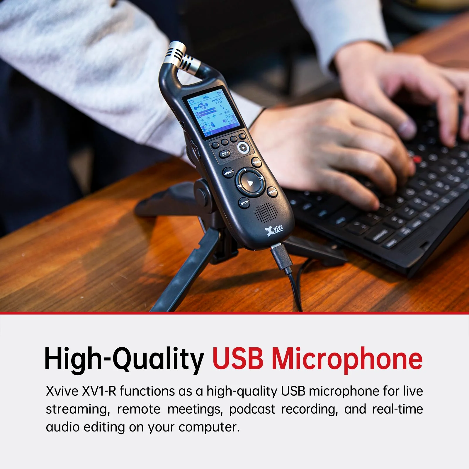 Xvive XV1-R Portable Stereo Audio Recorder with 32-Bit Float, X/Y Microphones, WAV/AAC Format, USB Microphone, Auto Record, for Musicians, Podcasters, Filmmakers - Image 5