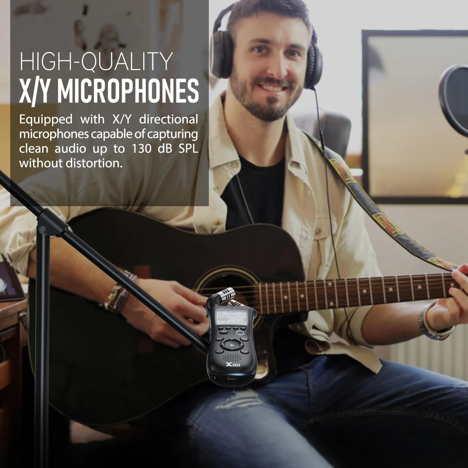 Xvive XV1-R Portable Stereo Audio Recorder with 32-Bit Float, X/Y Microphones, WAV/AAC Format, USB Microphone, Auto Record, for Musicians, Podcasters, Filmmakers - Image 6