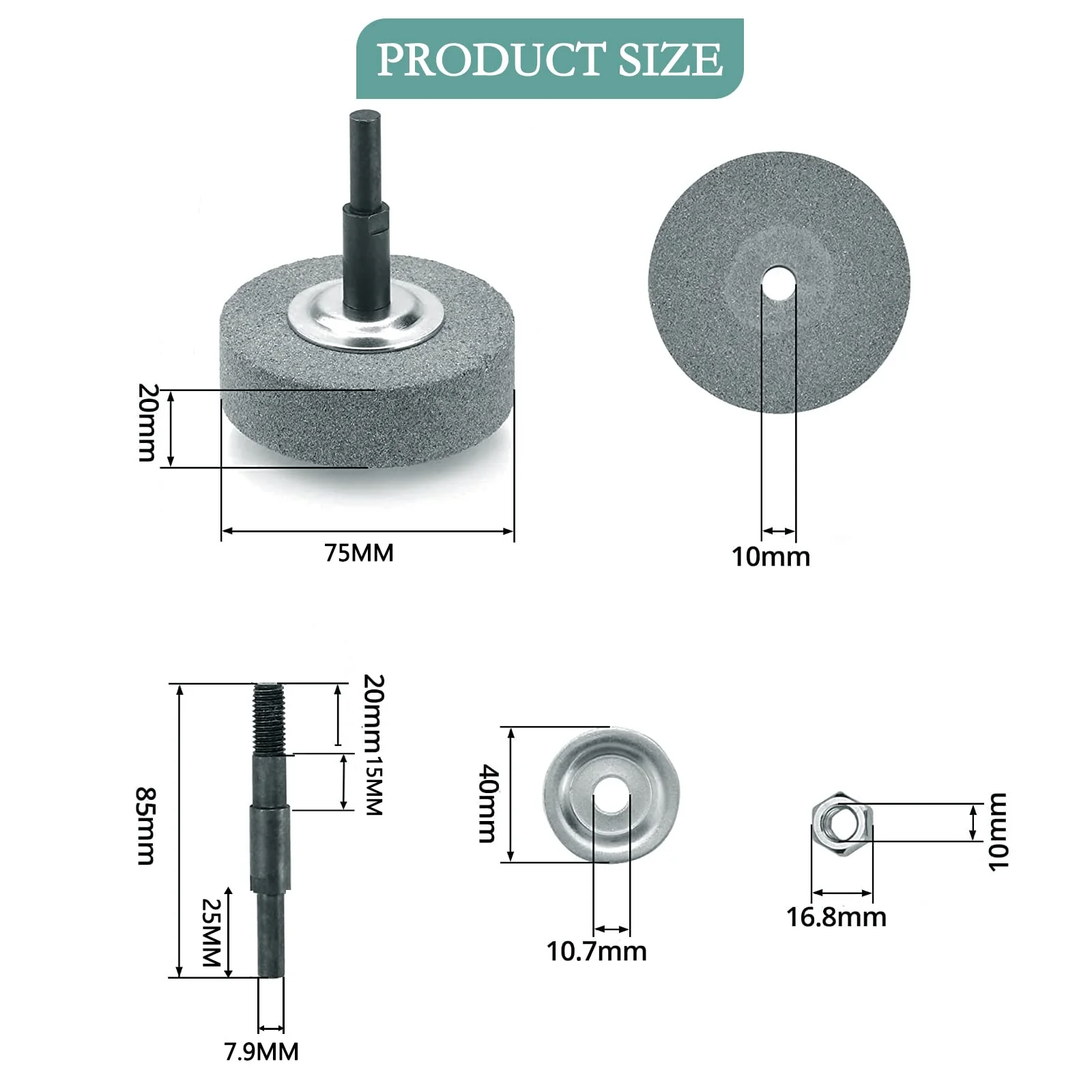 XZEIT Grinding Wheel Adapter and Grinding Stone for Drill, Metal Grinding Head, Convert Electric Drill to Grinder, 75mm OD 10mm Inner Diameter Green - Image 2