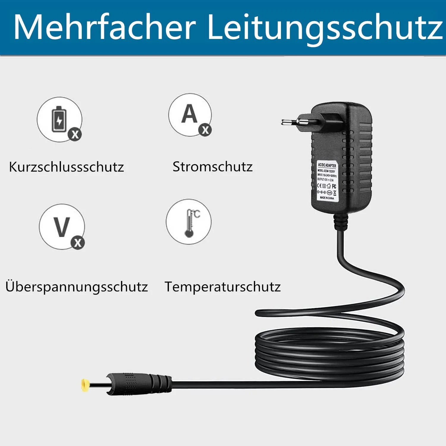 XZGm AC Adaptor 12 V 2 A Power Supply AC100-240 V to DC12 V 500 mA 1000 mA 1500 mA 2000 mA Power Driver 5.5 mm with 2 DC Plug Adapters Inverter Charger Transformer 12 V 24 W 12V2A - Image 3