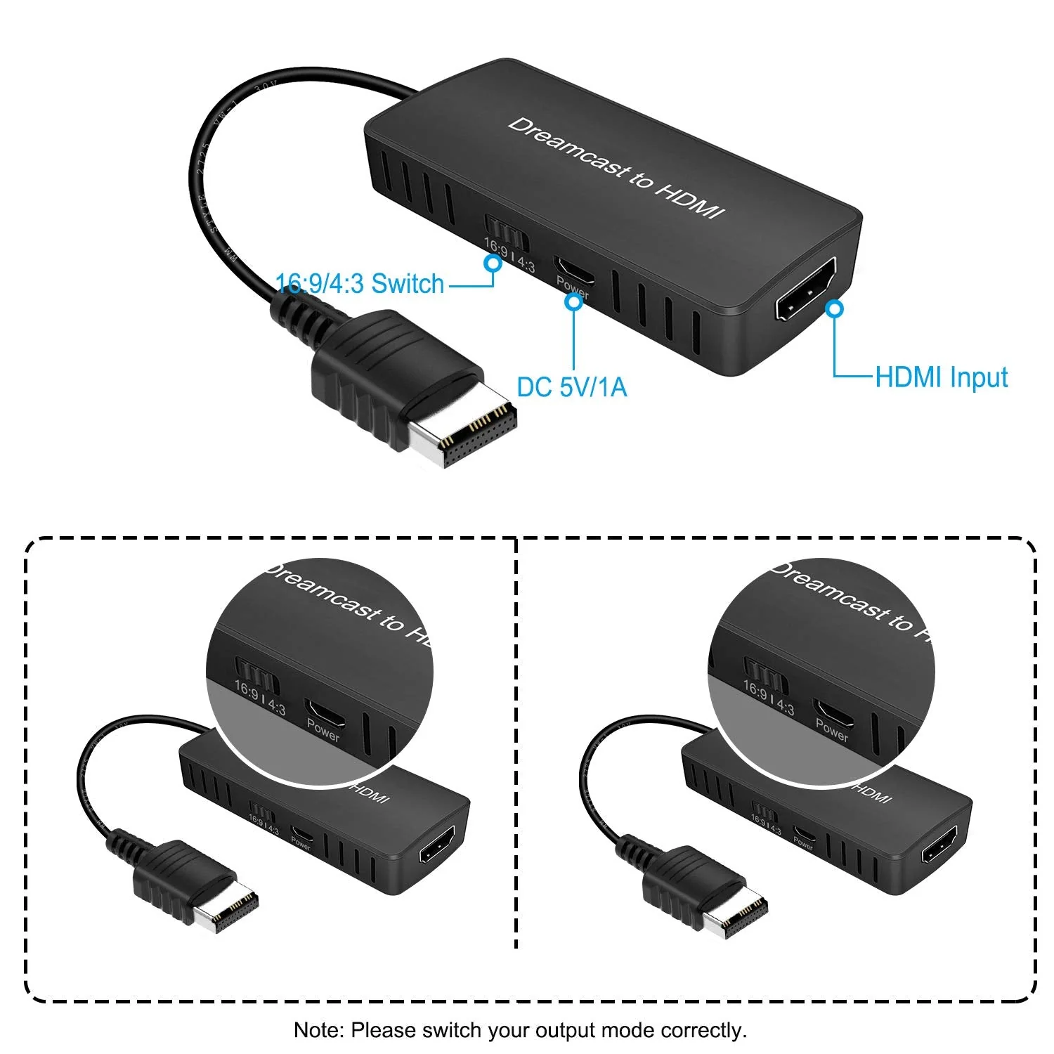 Y.D.F Dreamcast to HDMI Converter Supports 16:9/4:3 Switching, HD Link Cable for Sega Dreamcast, HDMI Cable for Sega Dreamcast (Sega DC) - Image 3