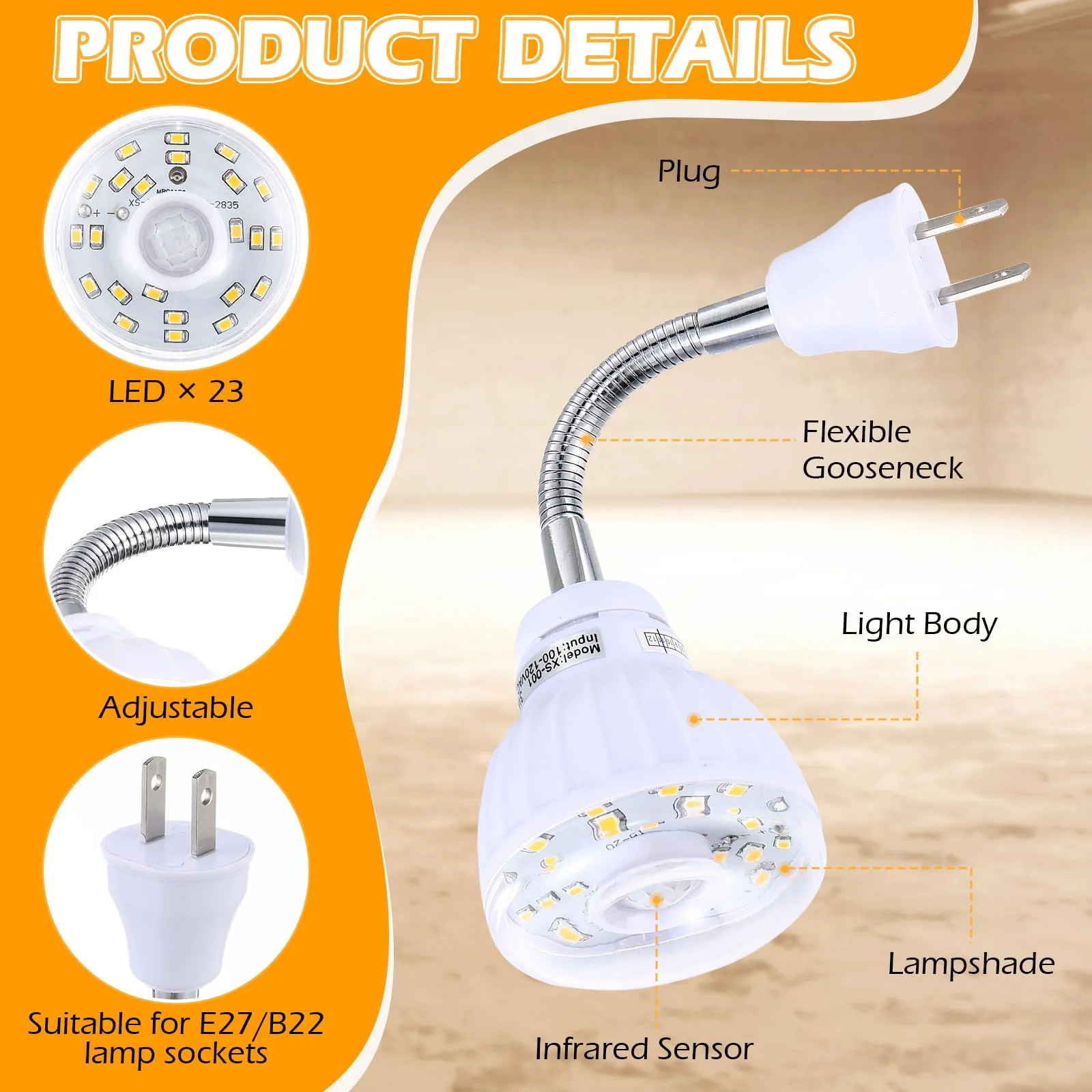 Yahenda 3 Pack Motion Activated LED Night Light Plug in Smart Dusk Dawn Sensor Light PIR Infrared Sensor Motion Detector Lamp Flexible Rotating for Hallway Stairway Garage Basement(Warm White) Warm White - Image 3