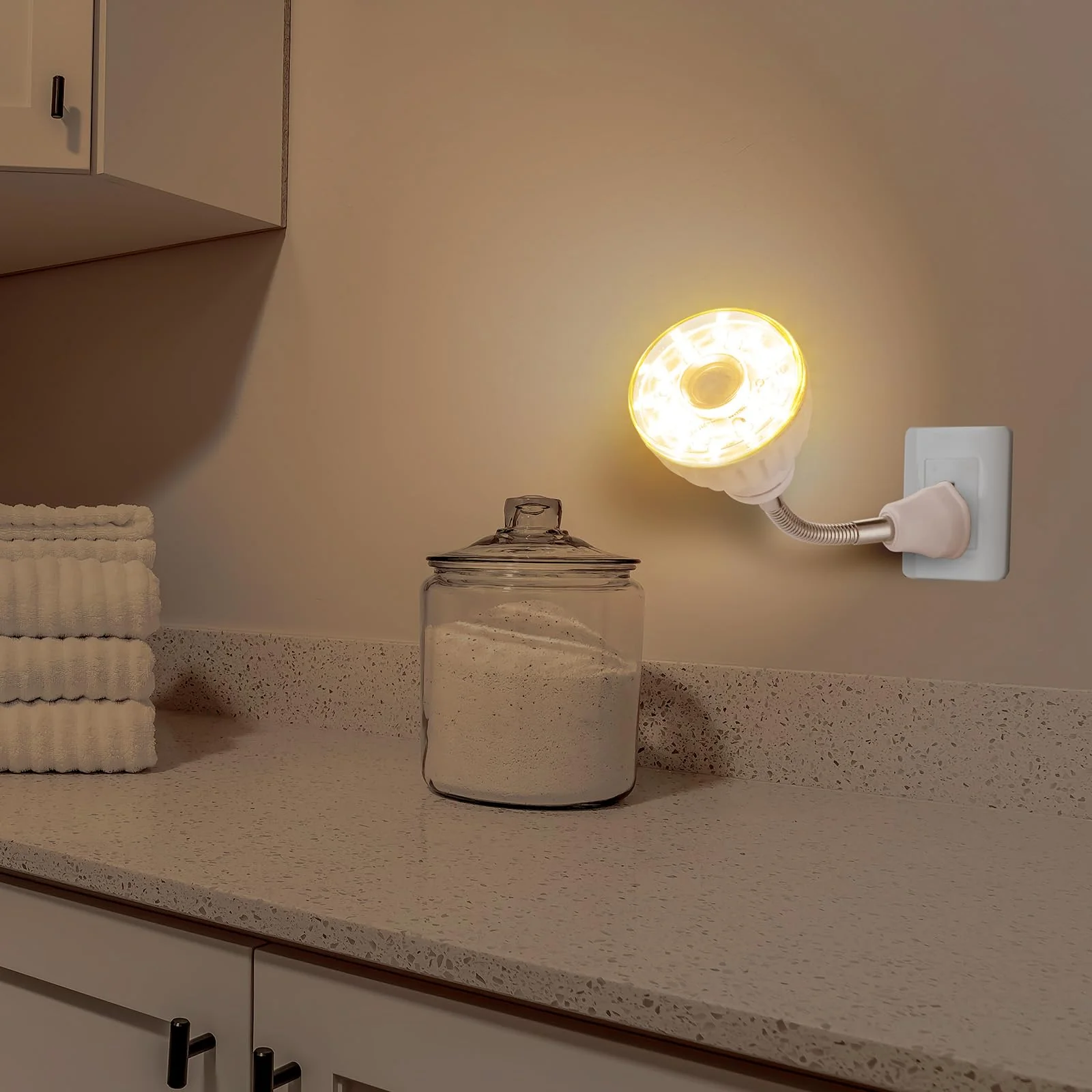 Yahenda 3 Pack Motion Activated LED Night Light Plug in Smart Dusk Dawn Sensor Light PIR Infrared Sensor Motion Detector Lamp Flexible Rotating for Hallway Stairway Garage Basement(Warm White) Warm White - Image 5