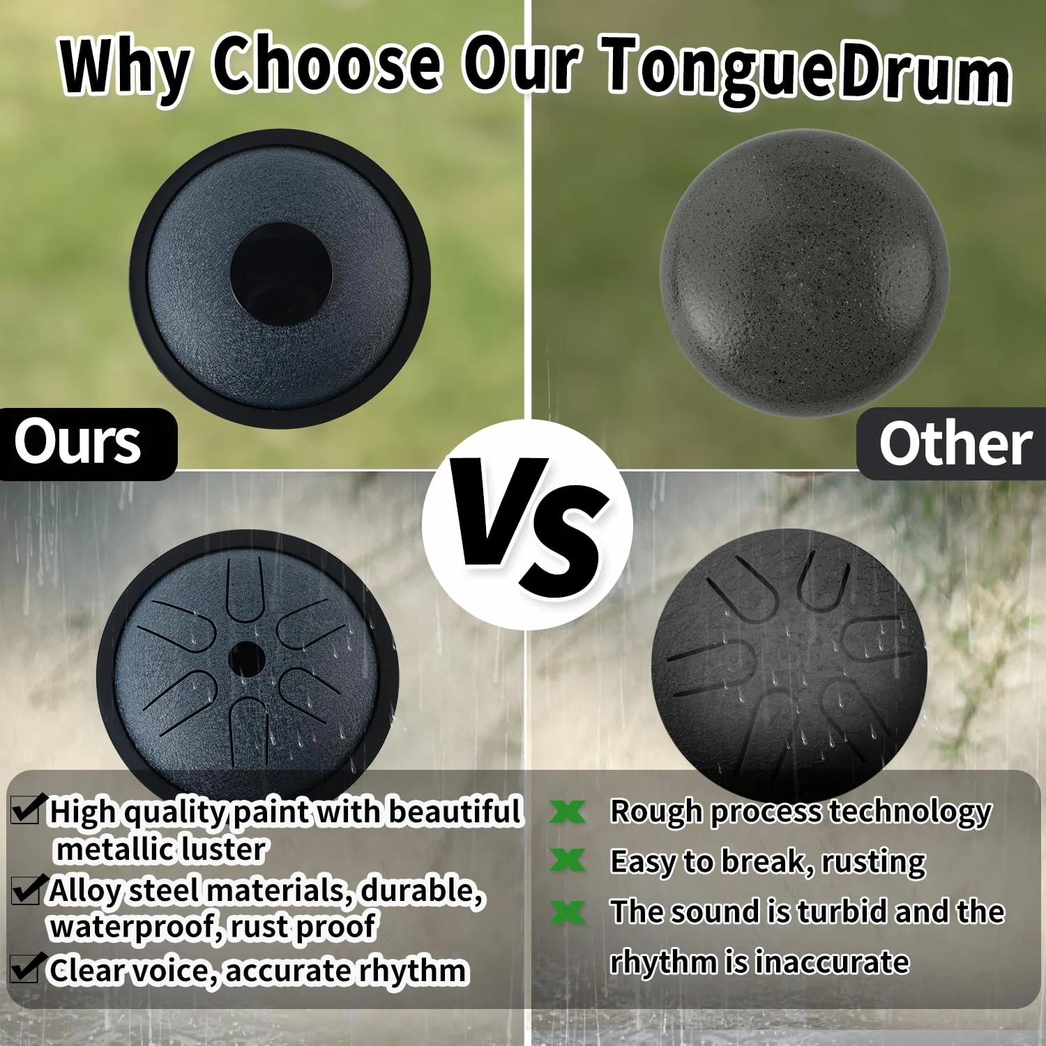 Yahpetes Steel Tongue Drum Musical Percussion Instrument Metal Rain Drum for Outside 5.5 Inch 6 Notes C-Key for Meditation Yoga Education Percussion with Bag, Music Book, Mallets (Navy Blue) Navy Blue - Image 6