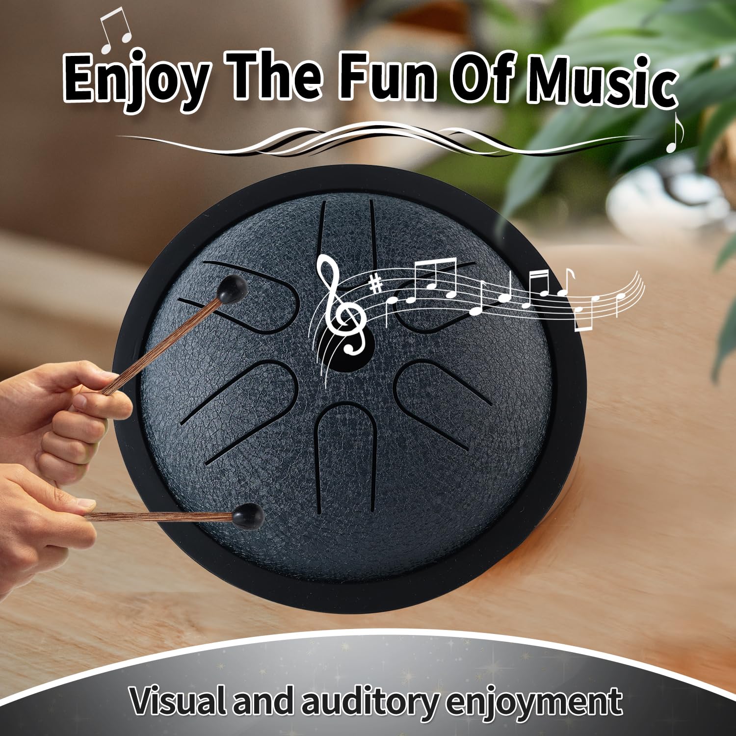Yahpetes Steel Tongue Drum Musical Percussion Instrument Metal Rain Drum for Outside 5.5 Inch 6 Notes C-Key for Meditation Yoga Education Percussion with Bag, Music Book, Mallets (Navy Blue) Navy Blue - Image 7
