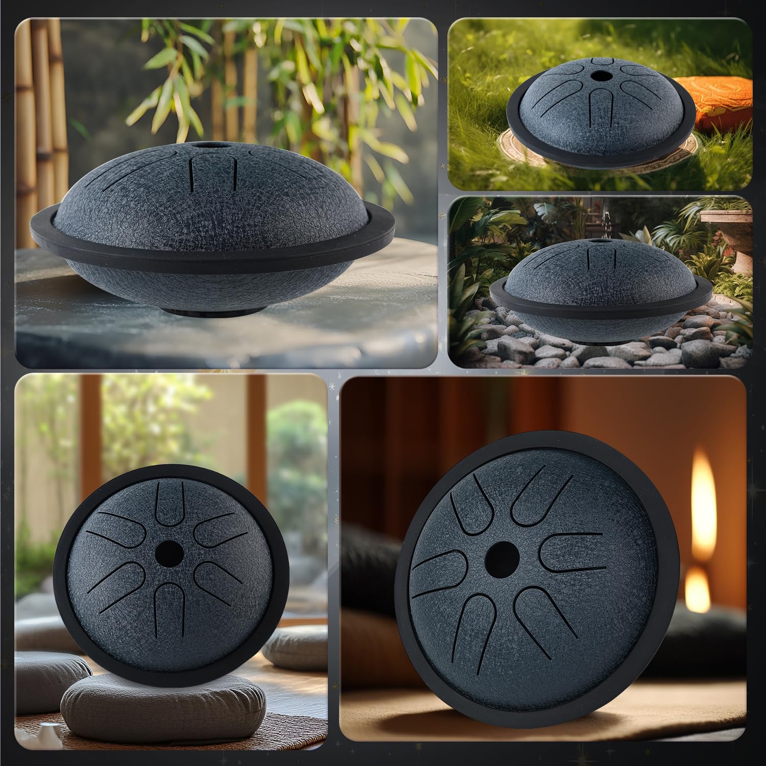 Yahpetes Steel Tongue Drum Musical Percussion Instrument Metal Rain Drum for Outside 5.5 Inch 6 Notes C-Key for Meditation Yoga Education Percussion with Bag, Music Book, Mallets (Navy Blue) Navy Blue - Image 8