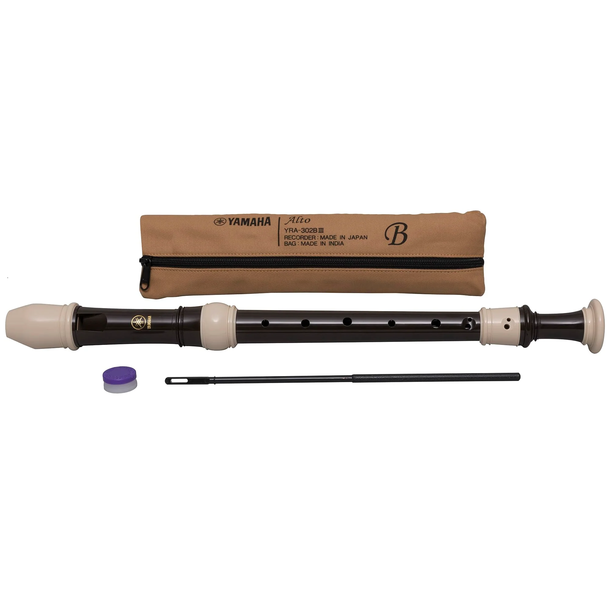 Yamaha YRA-302B Alto Recorder, smooth brown finish, key of F - Image 2
