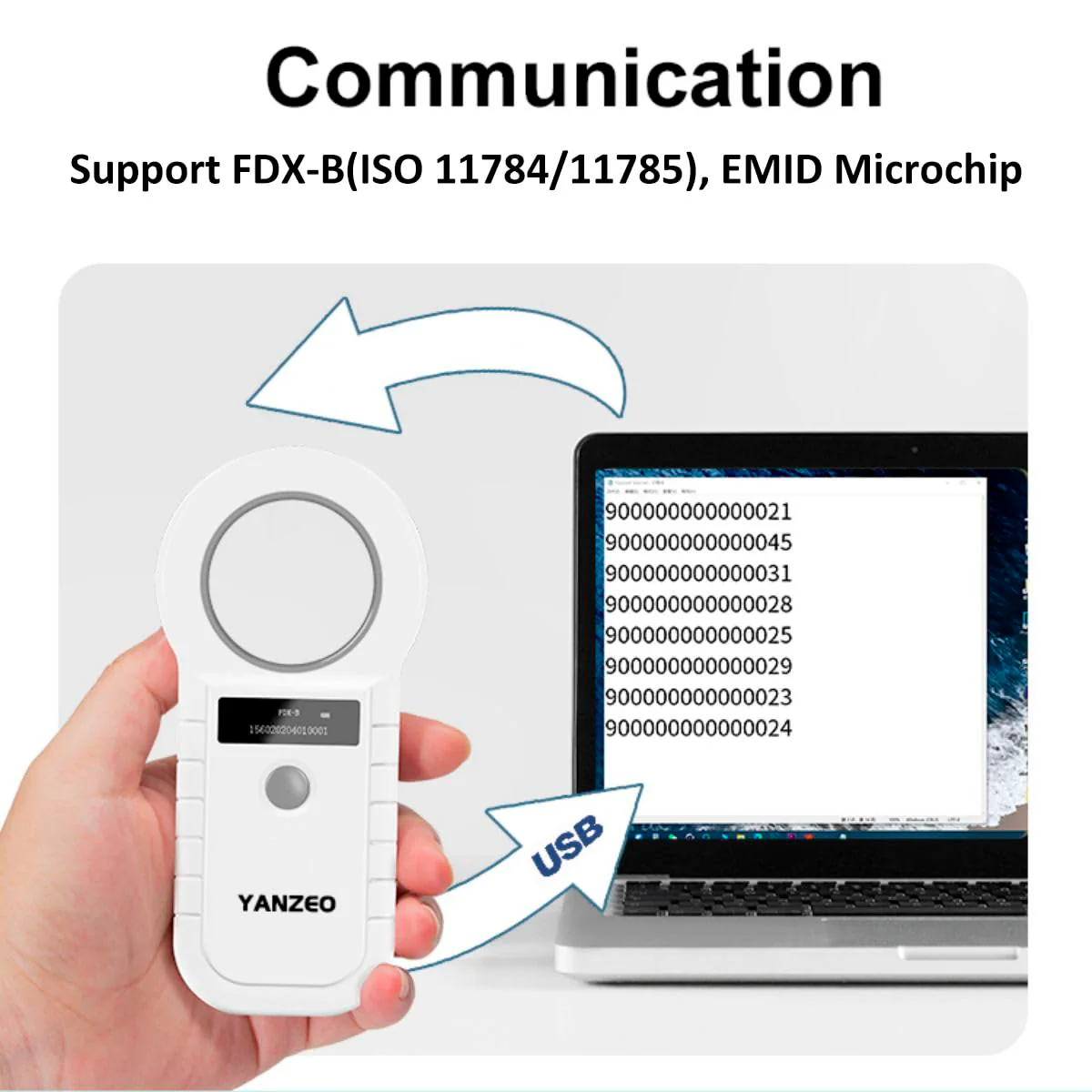 Yanzeo Pet Microchip Reader 134.2KHz/125KHz 15 Digits Pet Microchip Scanner for Dogs Cats FDX-B (ISO 11784/11785) Ar180c - Image 5