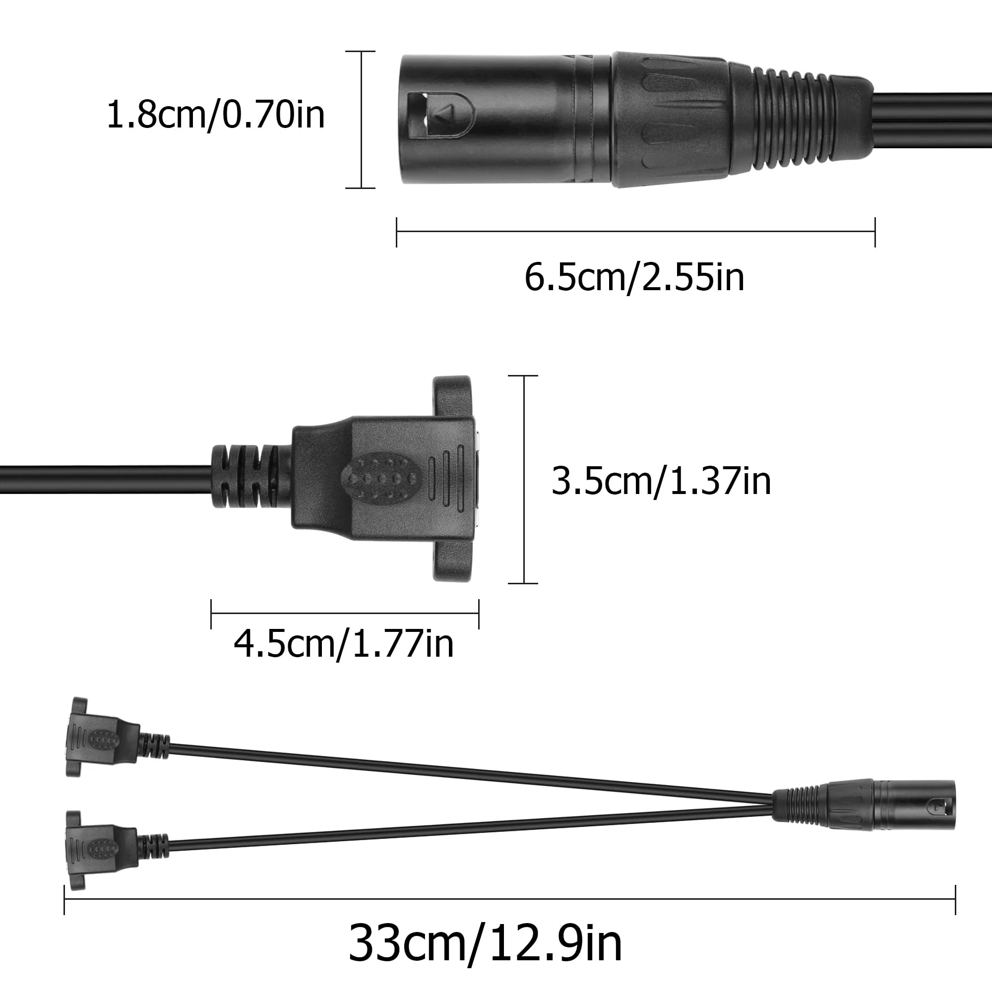 YAODHAOD 3pin XLR to Dual RJ45 Y Splitter Cable, RJ45 Female to XLR Male DMX Cat5 Ethernet Network Connector Extension Cable for DMX-CON Controller Series,1Ft (Male XLR to Dual RJ45 Female) XLR stecker auf Dual RJ45 buchse - Image 6