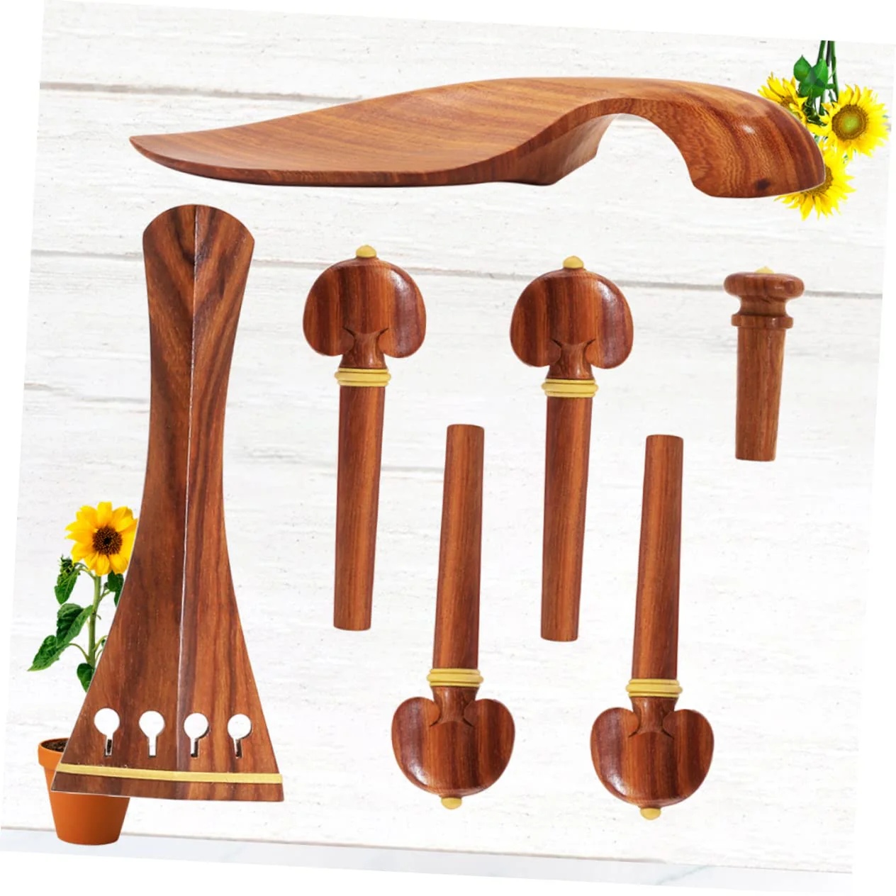 Yardwe 4/4 Violin Accessories Set with Jujube Wood Tailpiece Chinrest Endpin and Pegs Comfortable Chin Rest for Beginner Violin Players - Image 4
