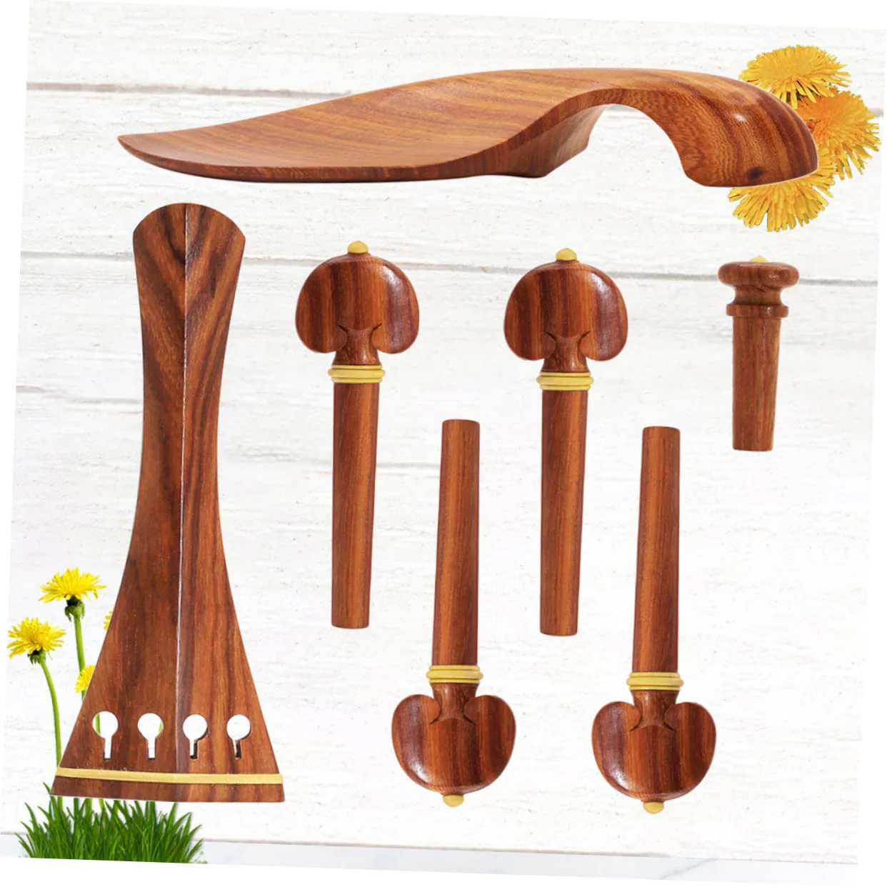 Yardwe 4/4 Violin Accessories Set with Jujube Wood Tailpiece Chinrest Endpin and Pegs Comfortable Chin Rest for Beginner Violin Players - Image 5