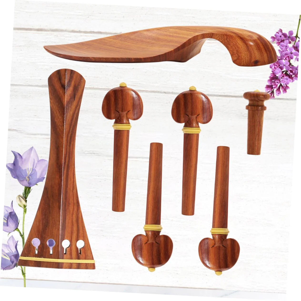Yardwe 4/4 Violin Accessories Set with Jujube Wood Tailpiece Chinrest Endpin and Pegs Comfortable Chin Rest for Beginner Violin Players - Image 7
