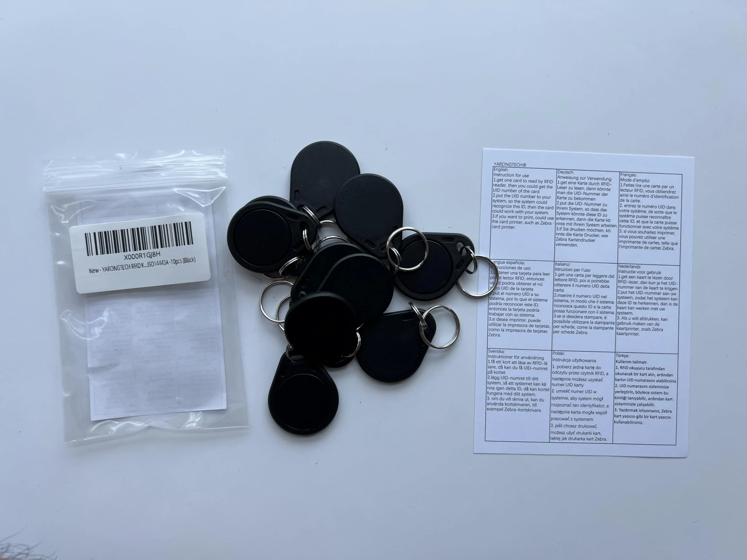 YARONGTECH MIFARE Classic® 1K Tag 13.56MHz ISO14443A RFID Key Fob 10 Pack black - Image 2