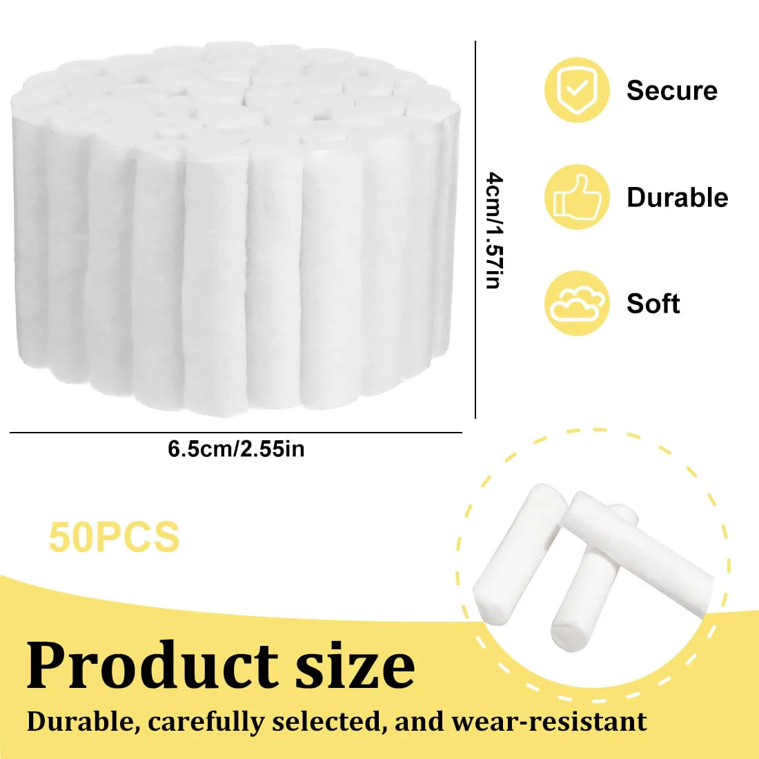 YAYNO Pack of 50 Nosebleed Stoppers Nose Stoppers Nampons Against Nosebleeds Absorbent Cotton Rolls Soft Gauze Rolls Stop Plugs for Bloody Nose Teeth Mouth - Image 2