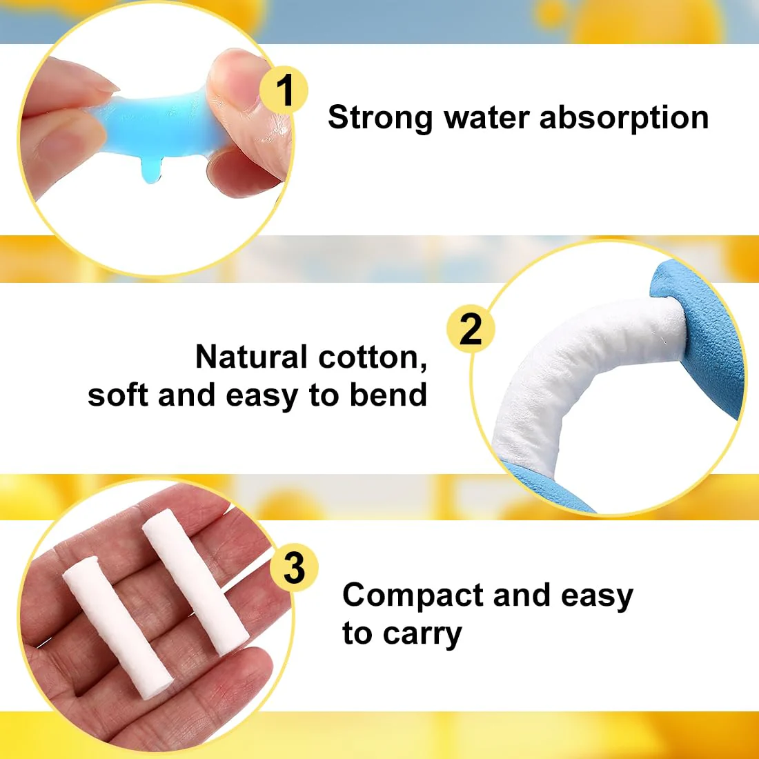 YAYNO Pack of 50 Nosebleed Stoppers Nose Stoppers Nampons Against Nosebleeds Absorbent Cotton Rolls Soft Gauze Rolls Stop Plugs for Bloody Nose Teeth Mouth - Image 3