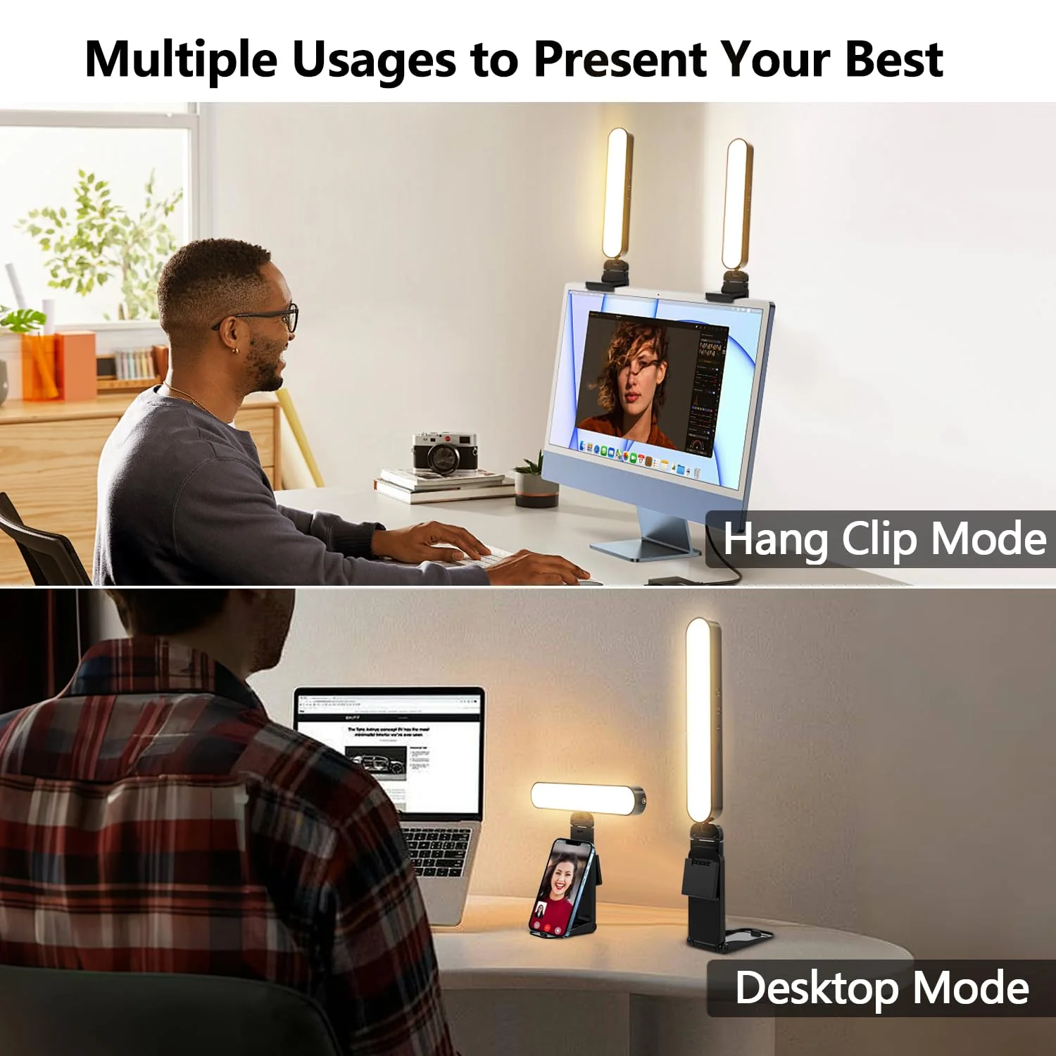 yAyusi Dual-lamp Video Conference Lighting, LED Streaming Light with Remote and Touch Control, Zoom Lighting for Computer,Webcam Monitor Laptop Ring Light for Video Calls/Zoom Meetings/Video Recording - Image 3